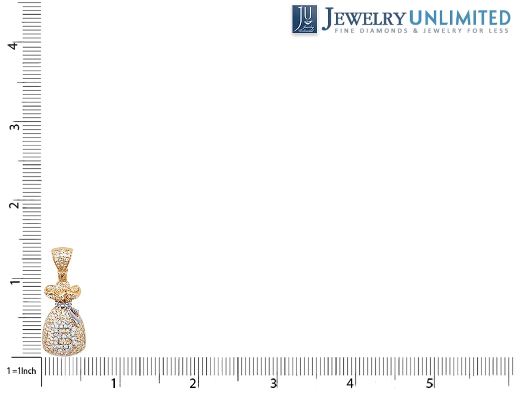 Money Bag Bitcoin 1.3CT Diamond Pendant 14K Yellow-White Gold 1.4