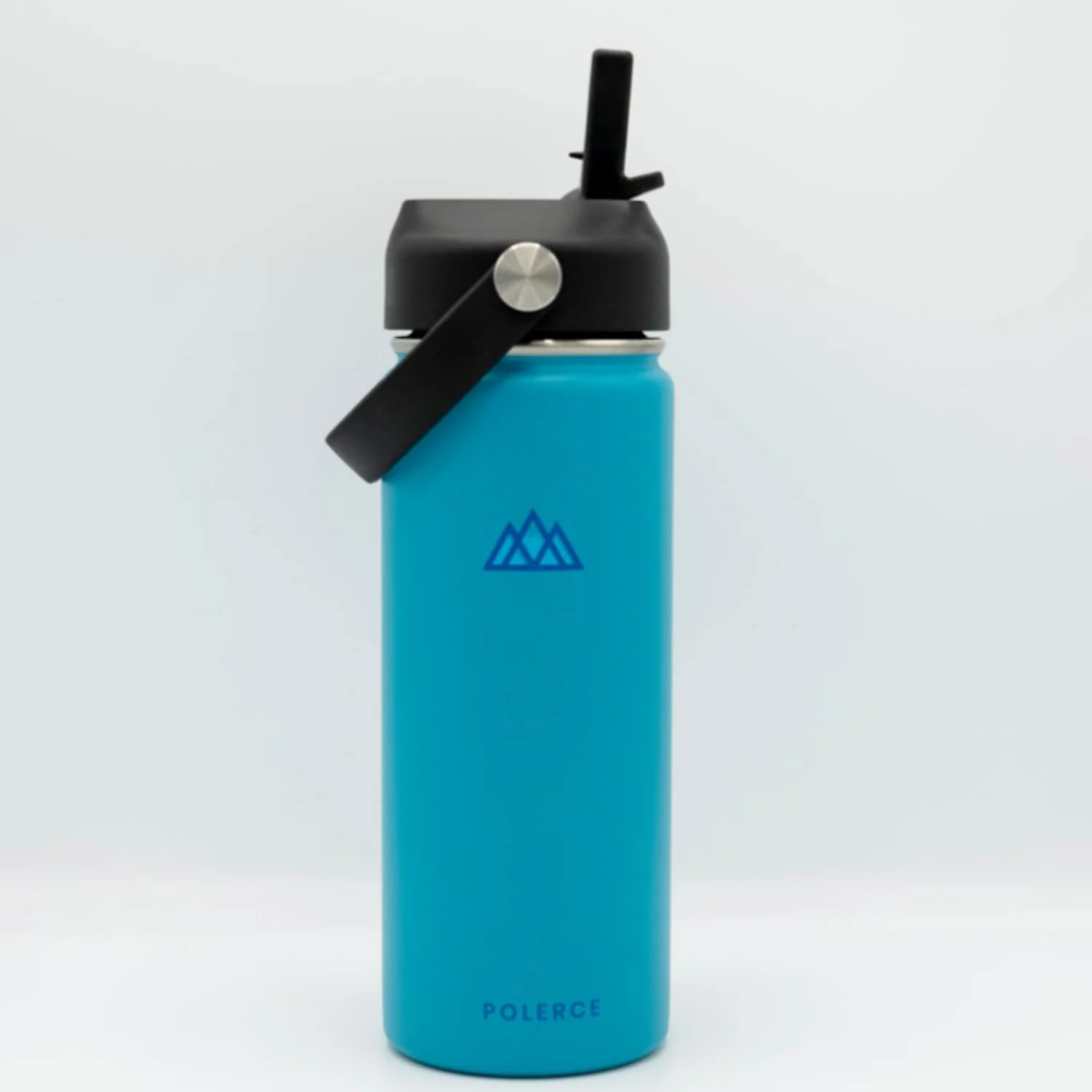 Vacuum Insulated Bottle with 3 Lids - Stainless Steel Thermally Insulated Flask - by Polerce (18 Oz, Aqua (Blue))