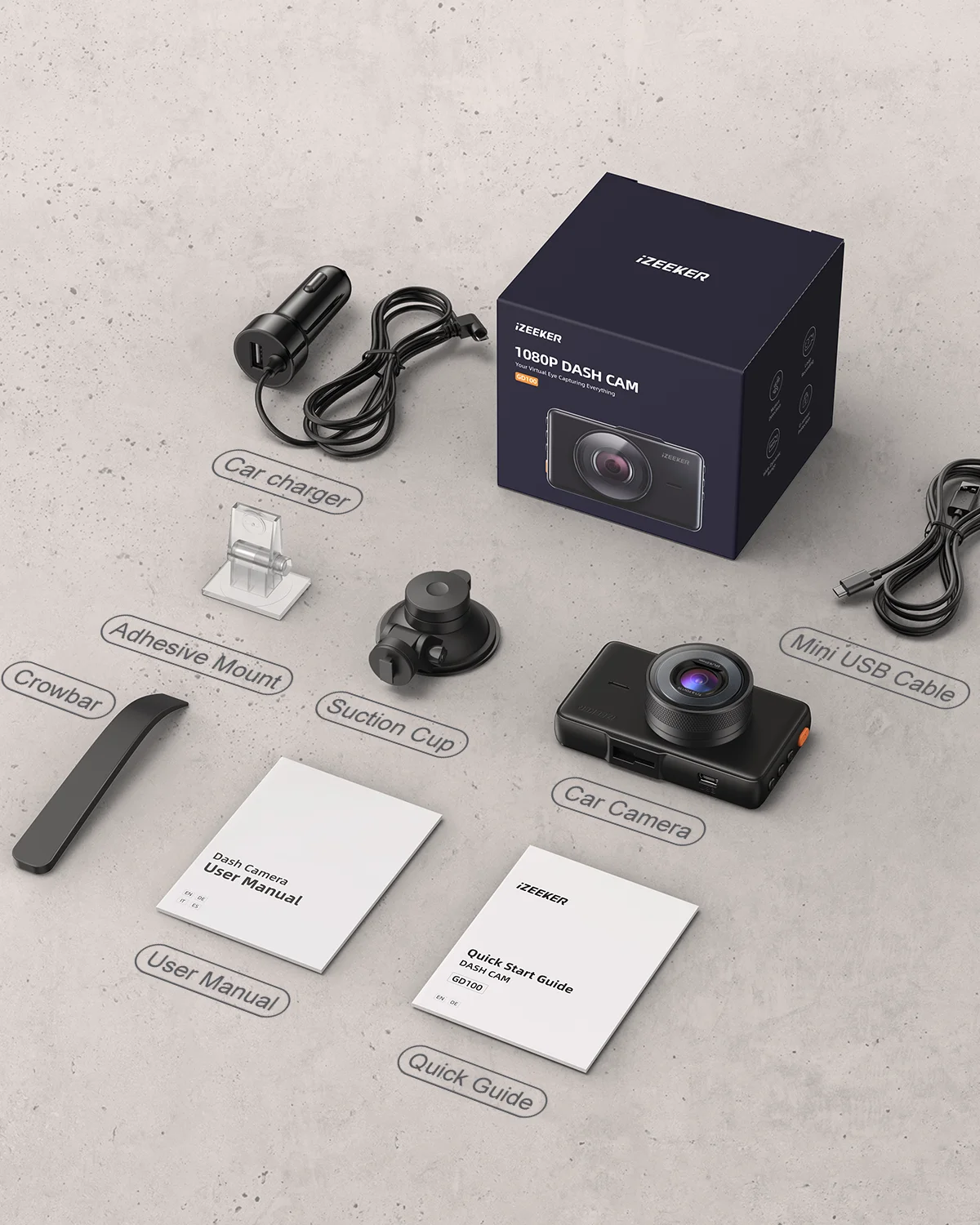 iZEEKER Dash Cam GD100 1080P Car Dash Camera, 3