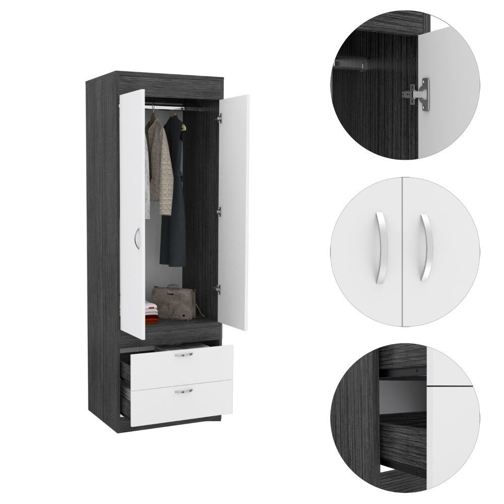 Willow Grove 2-Drawer Armoire Light Oak White