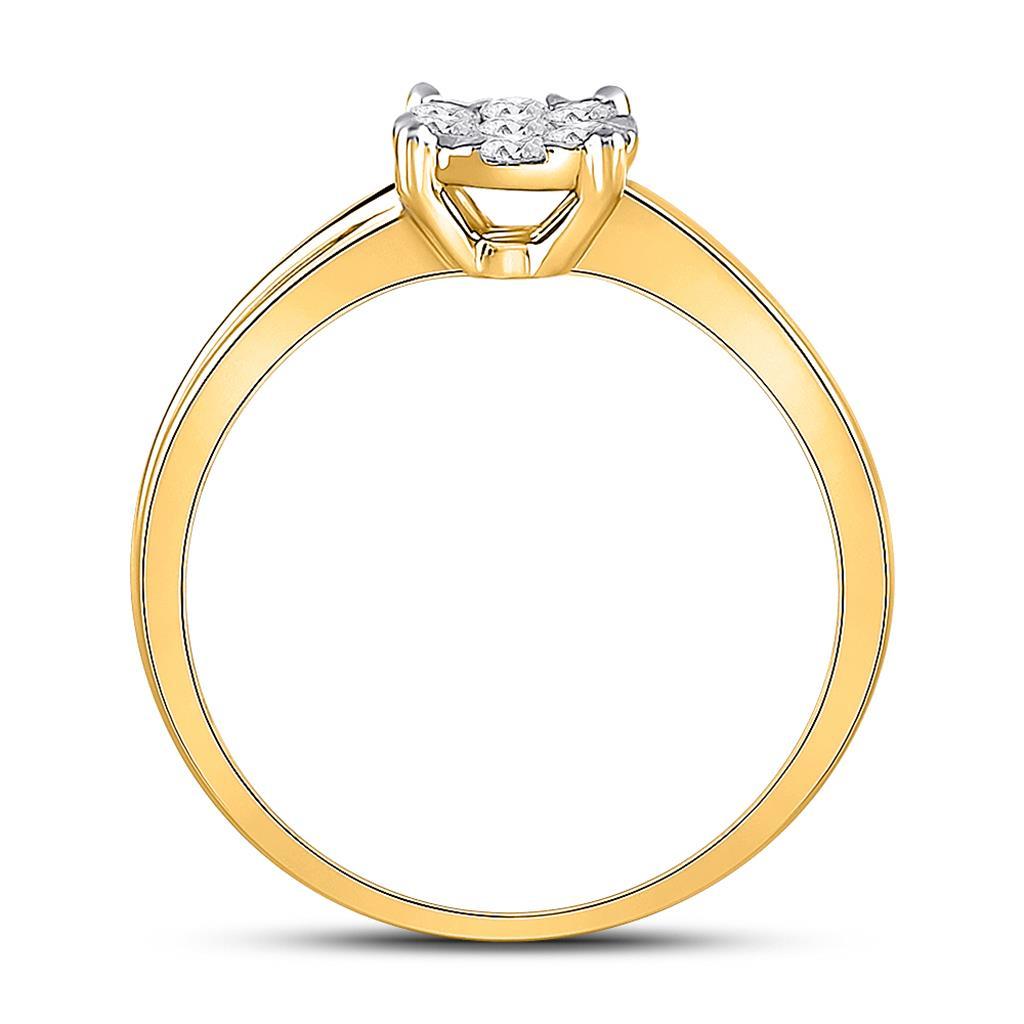 10k Yellow Gold Round Diamond Flower Cluster Ring 1/3 Cttw