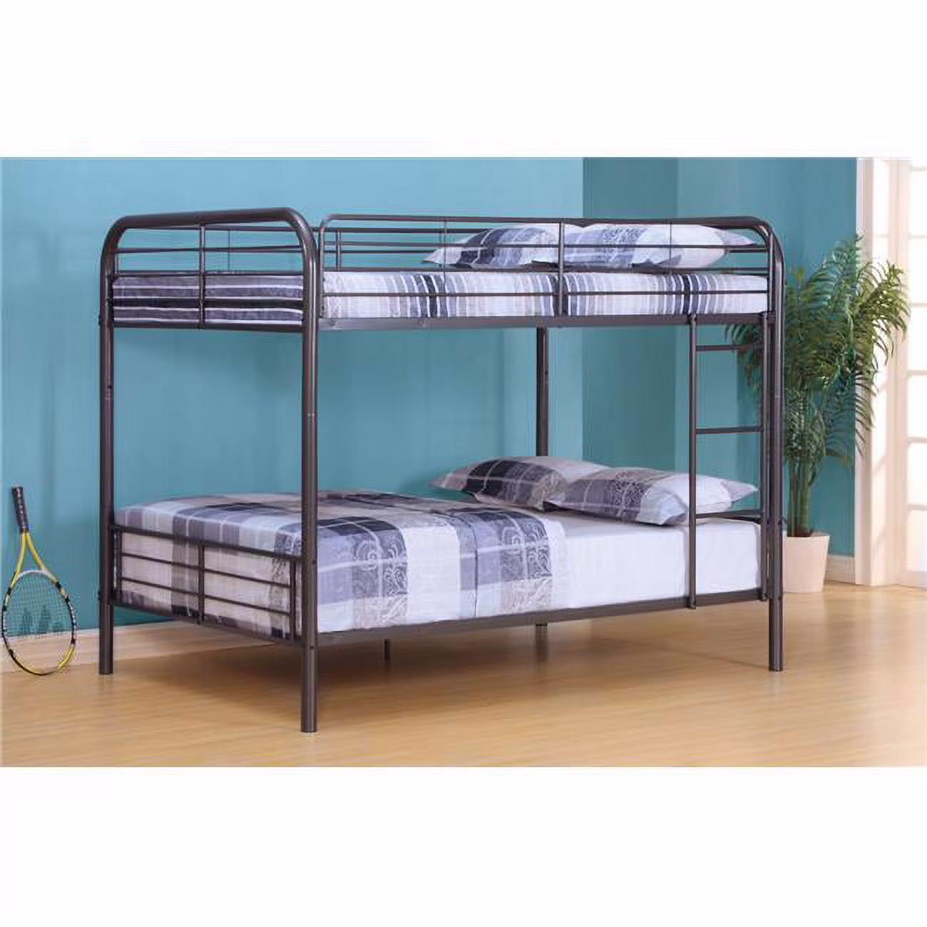 HomeRoots  Bristol Full & Full Bunk Bed  Gunmetal