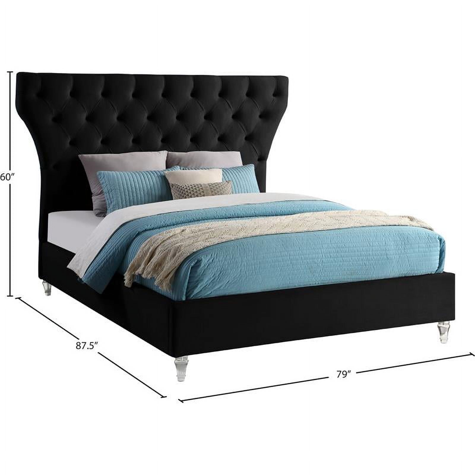 Meridian Furniture Kira Black Velvet Queen Bed