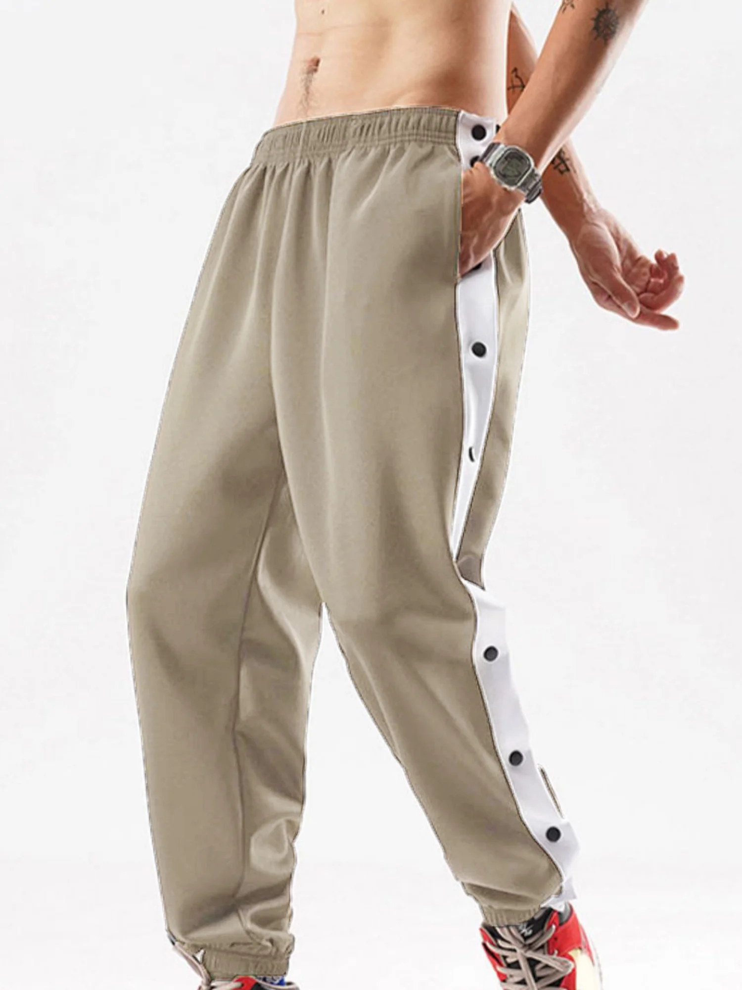 Men Tear Away Pants Casual Quick Dry Loose Fit Basketball Pants