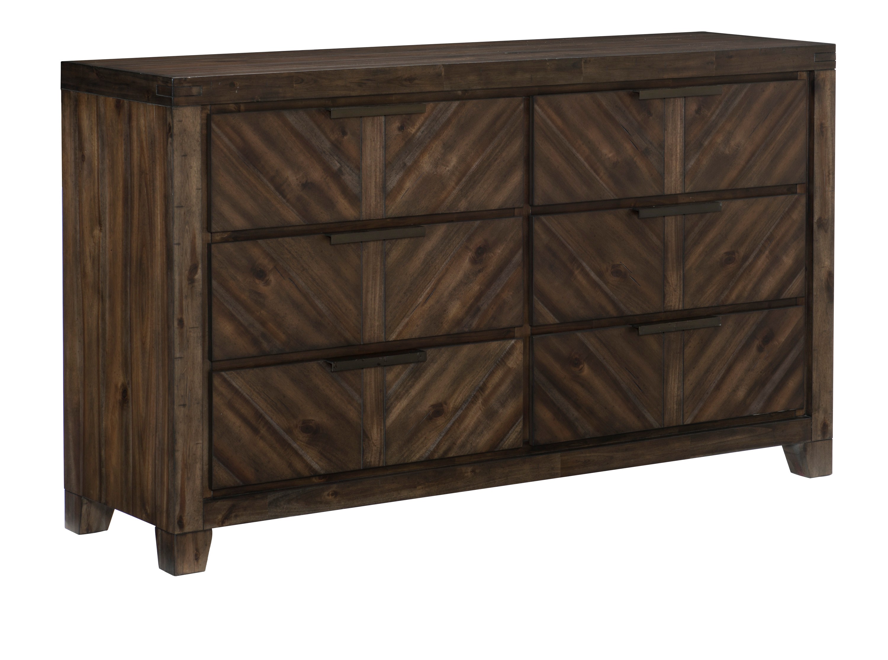 Modern-Rustic Design 1pc Wooden Dresser of 6x Drawers Distressed Espresso Finish Plank Style Detailing Bedroom Furniture