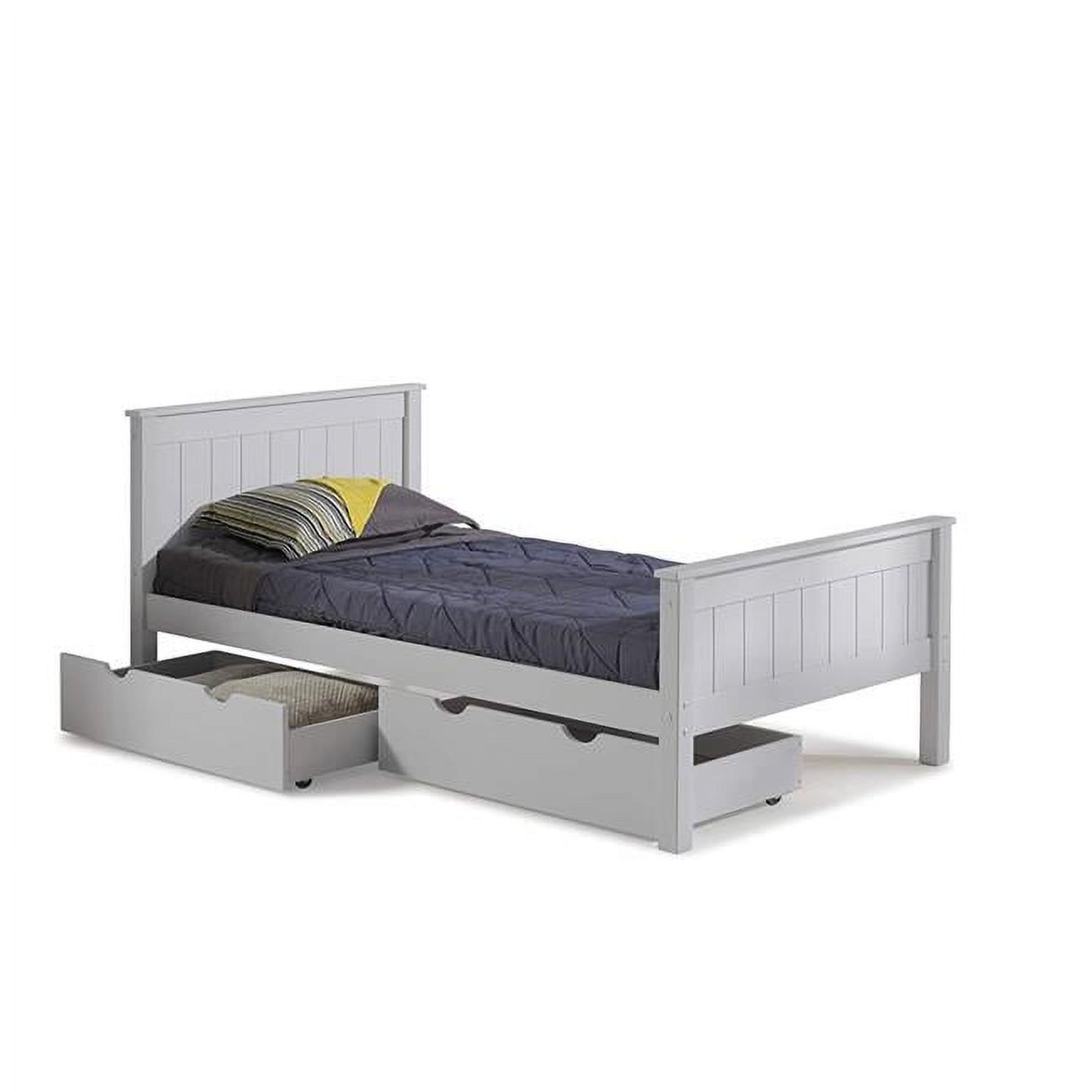 Harmony Twin Size Wood Platform Bed with Storage Drawers, Dove Gray