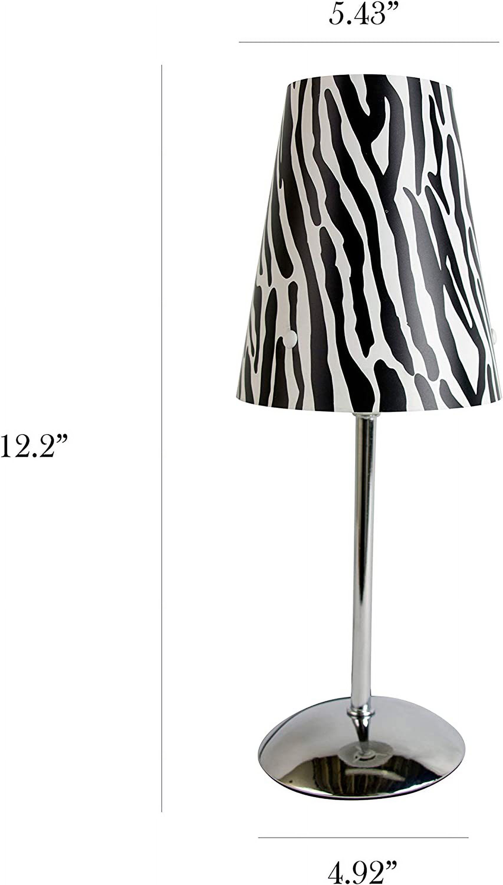 LimeLights LT3024-ZBA Mini Silver Table Lamp with Animal Print Shade, Zebra