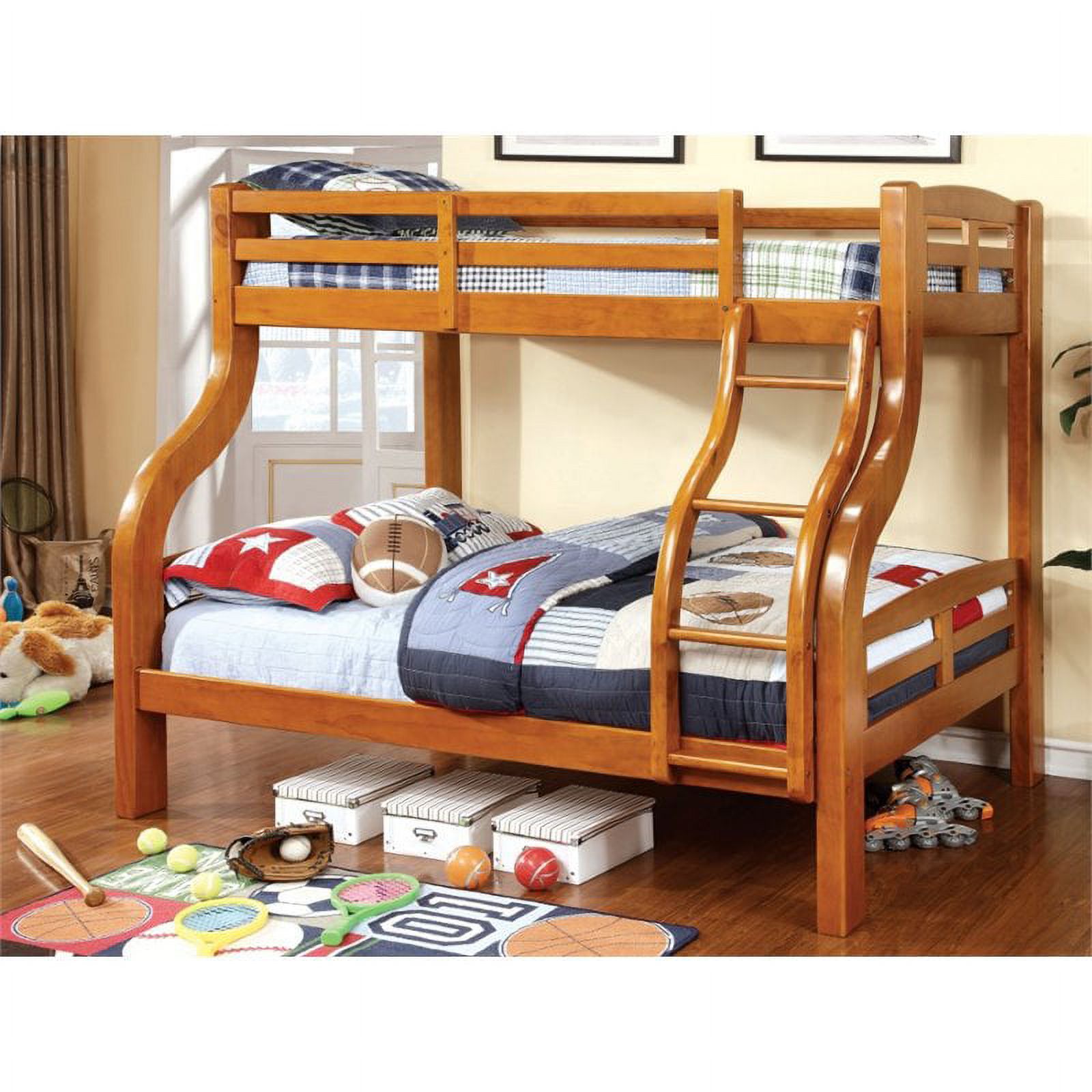 Furniture of America Gastrom Wood Twin over Full Bunk Bed in Oak