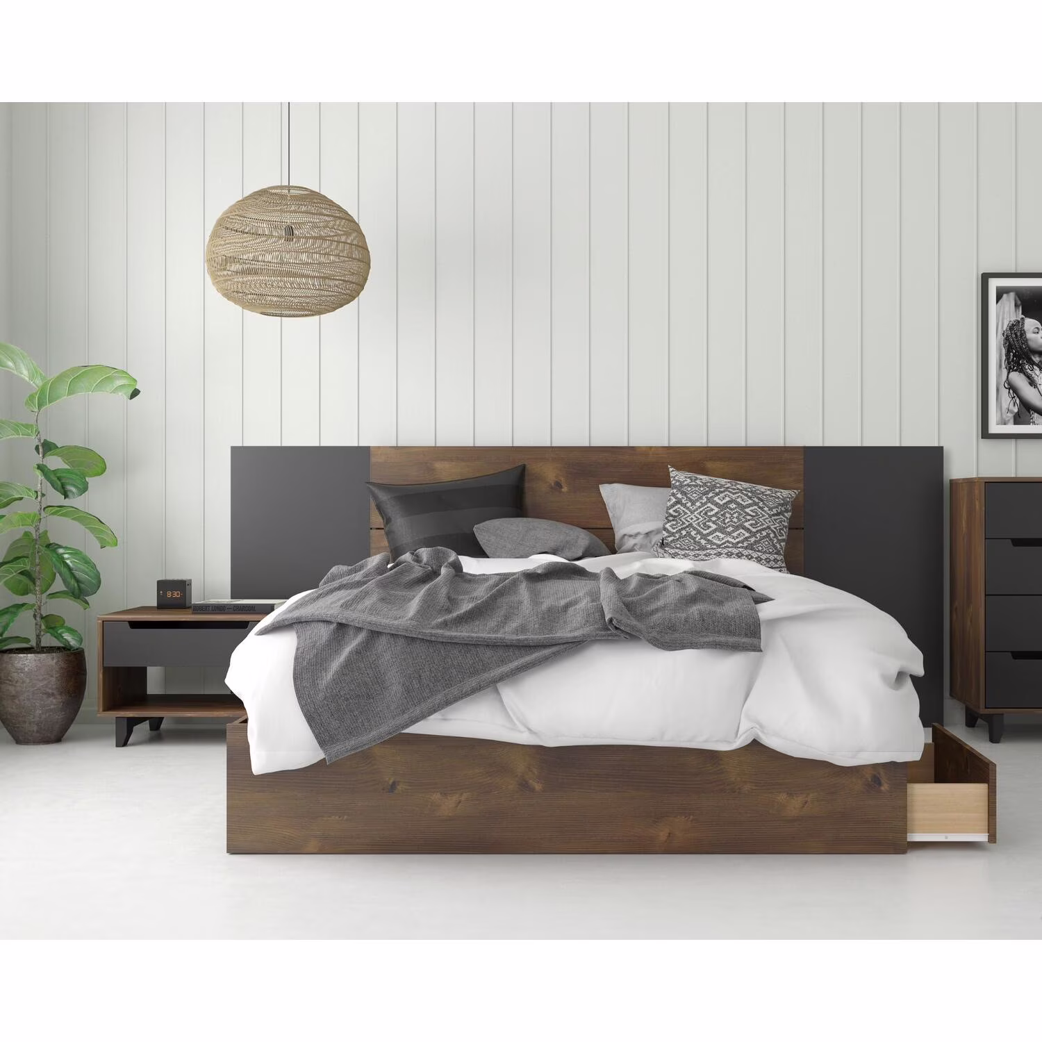 Oscuro 4 Piece Queen Size Bedroom Set Truffle & Black