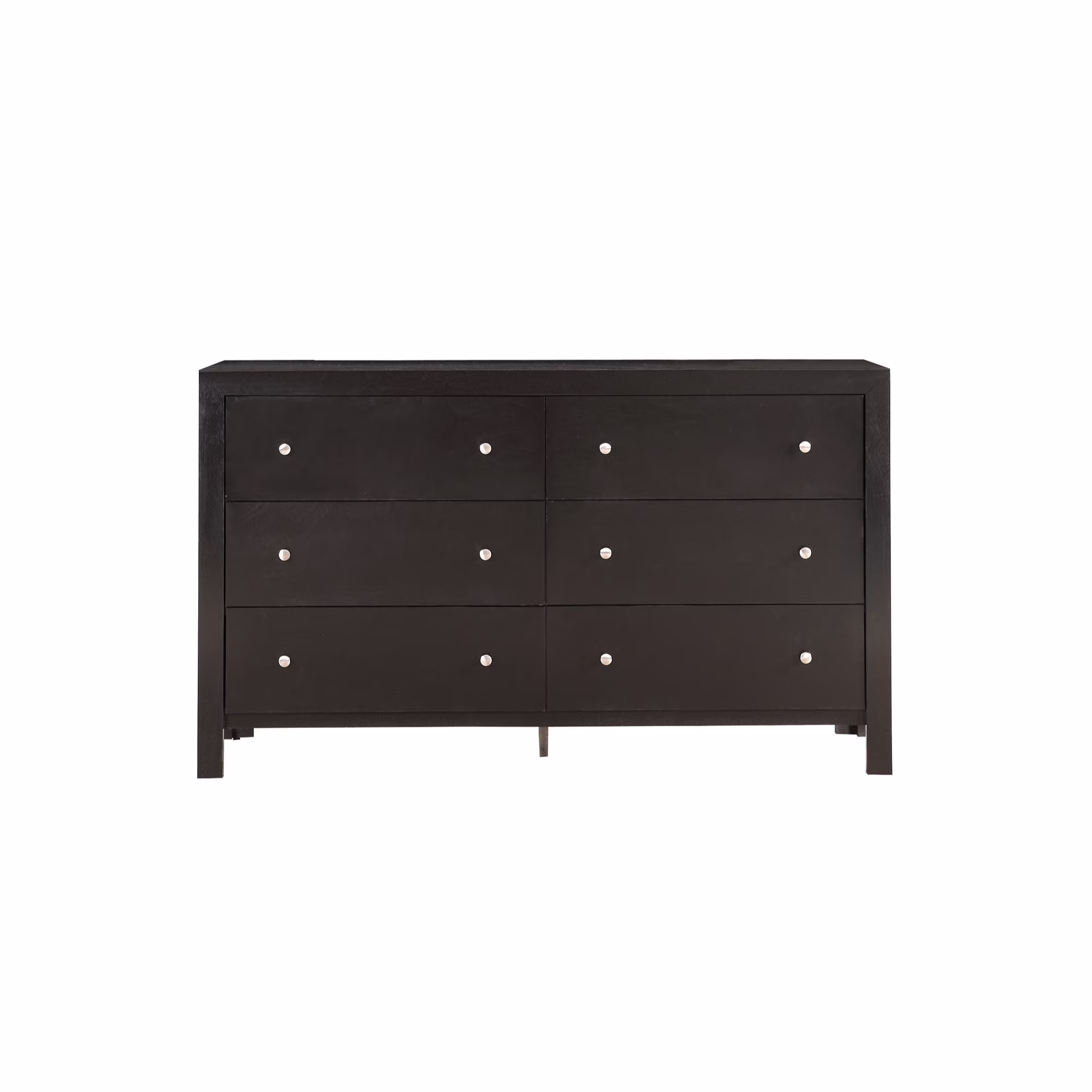 Passion Furniture  34 x 17 x 58 in. Burlington 6 Drawer Double Dresser, Black