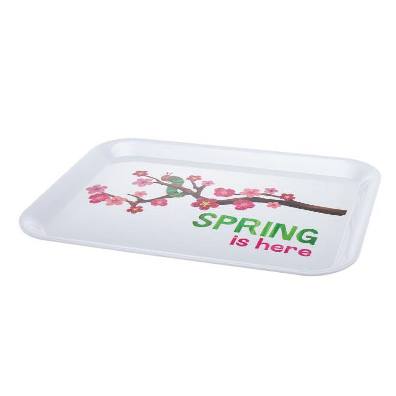 15 in. Rectangular Spring Floral Melamine Platter, White