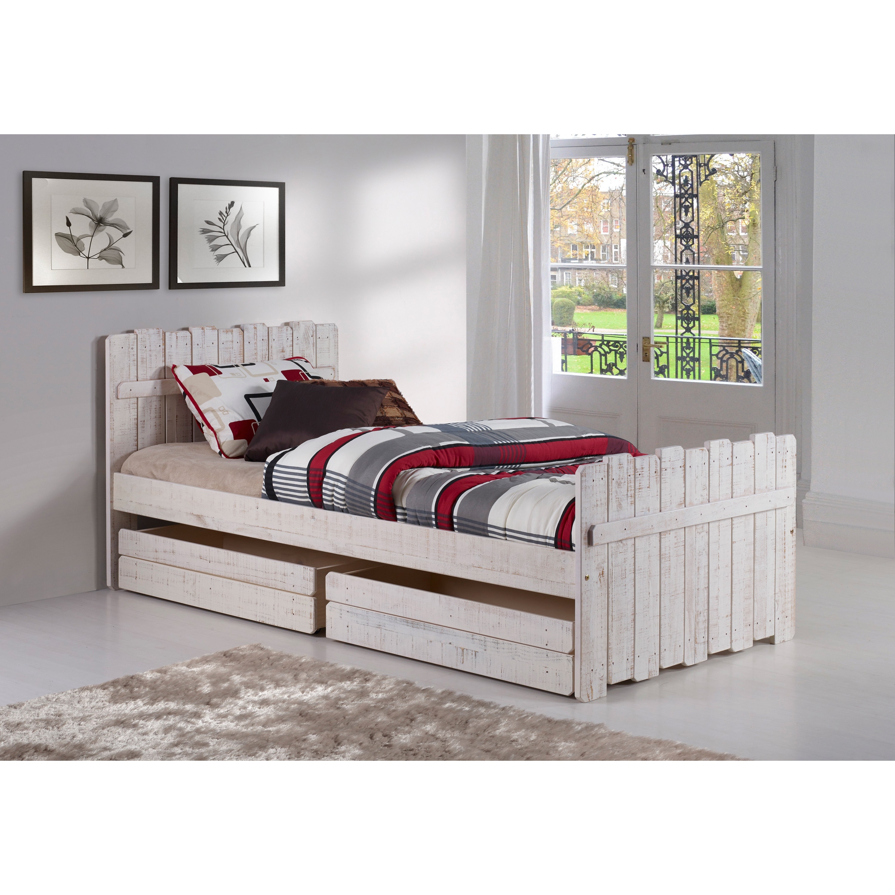 Pivot Direct PD-1383TRS-1384RS Tree House Twin Size Bed with Dual Under Bed Drawers in Rustic Sand