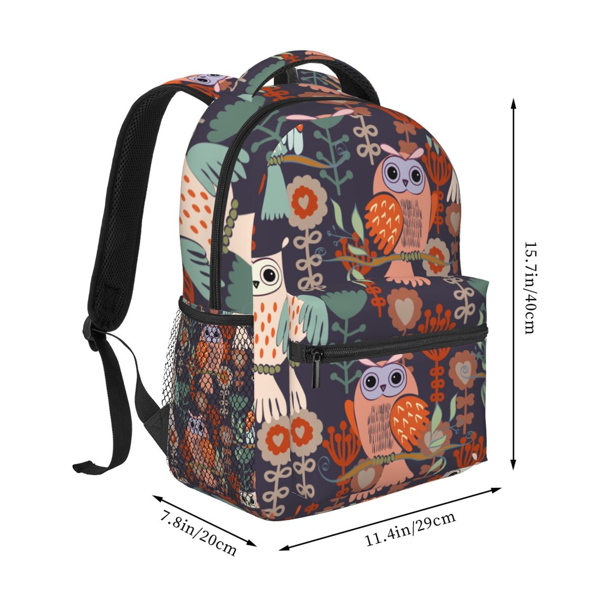 LAKIMCT Owl Sitting On Branches School Backpack, Durable Casual Student Bookbag College Lightweight Hiking Travel Daypack