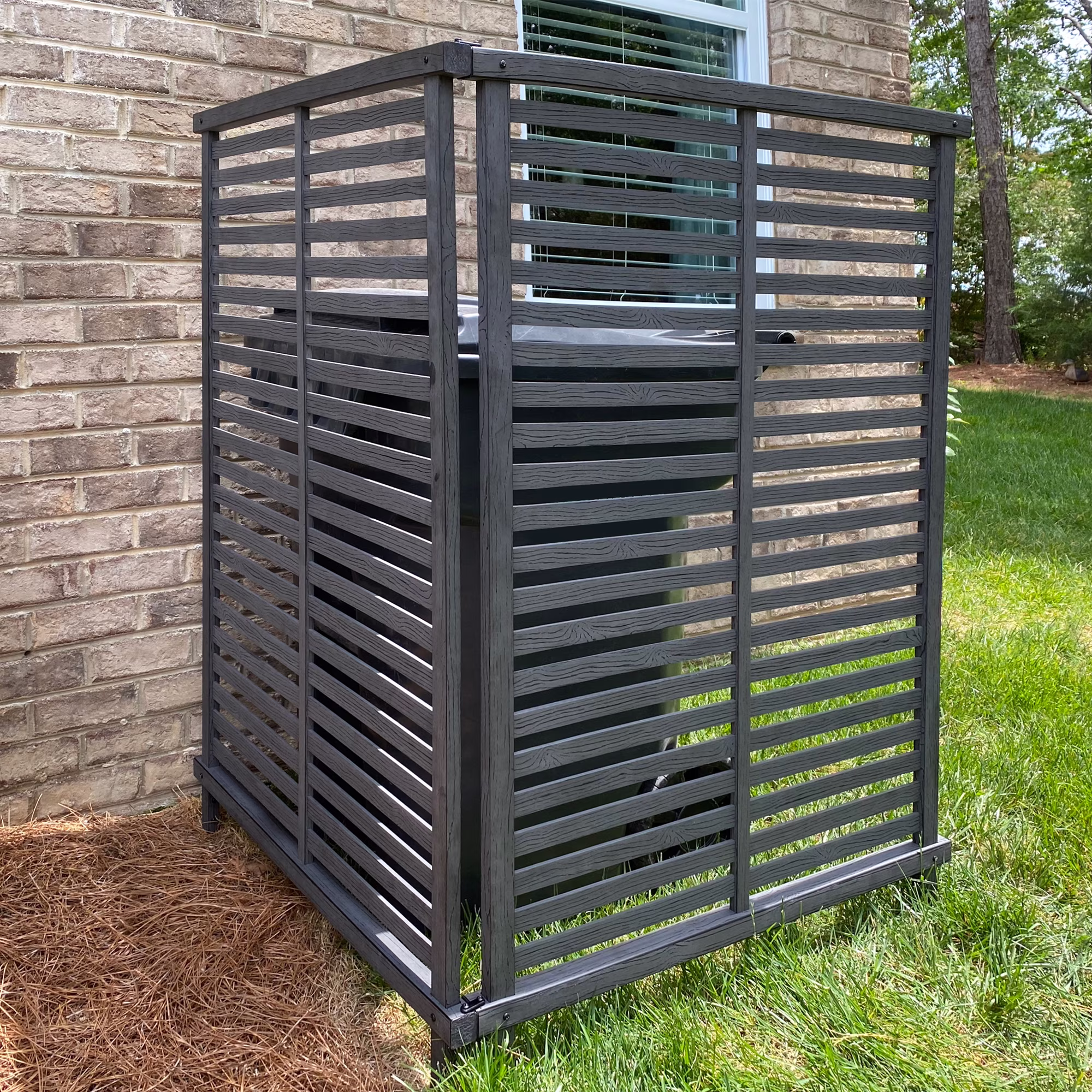 EC18013 4.5ft H x 3ft W No-Dig Charcoal Color WoodTek Vinyl Alpine Privacy Screen Kit