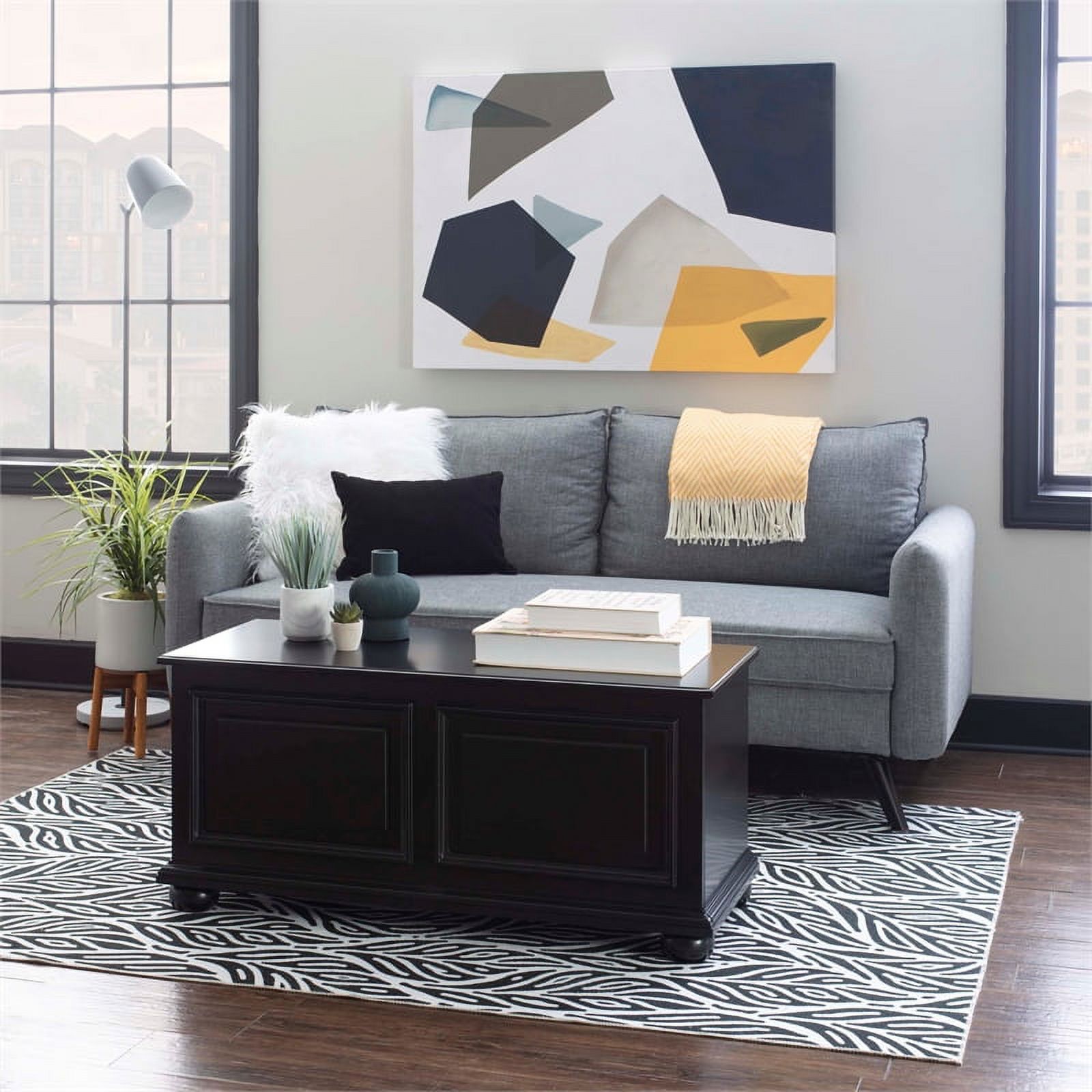 Linon Chadwick Classic Cedar Lined Chest Raised Panels Bun Feet in Black