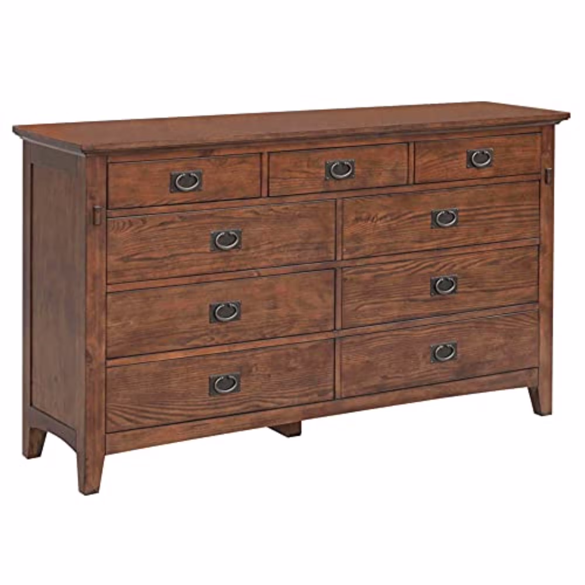 Sunset Trading Mission Bay 9-Drawer Wood Double Bedroom Dresser in Amish Brown
