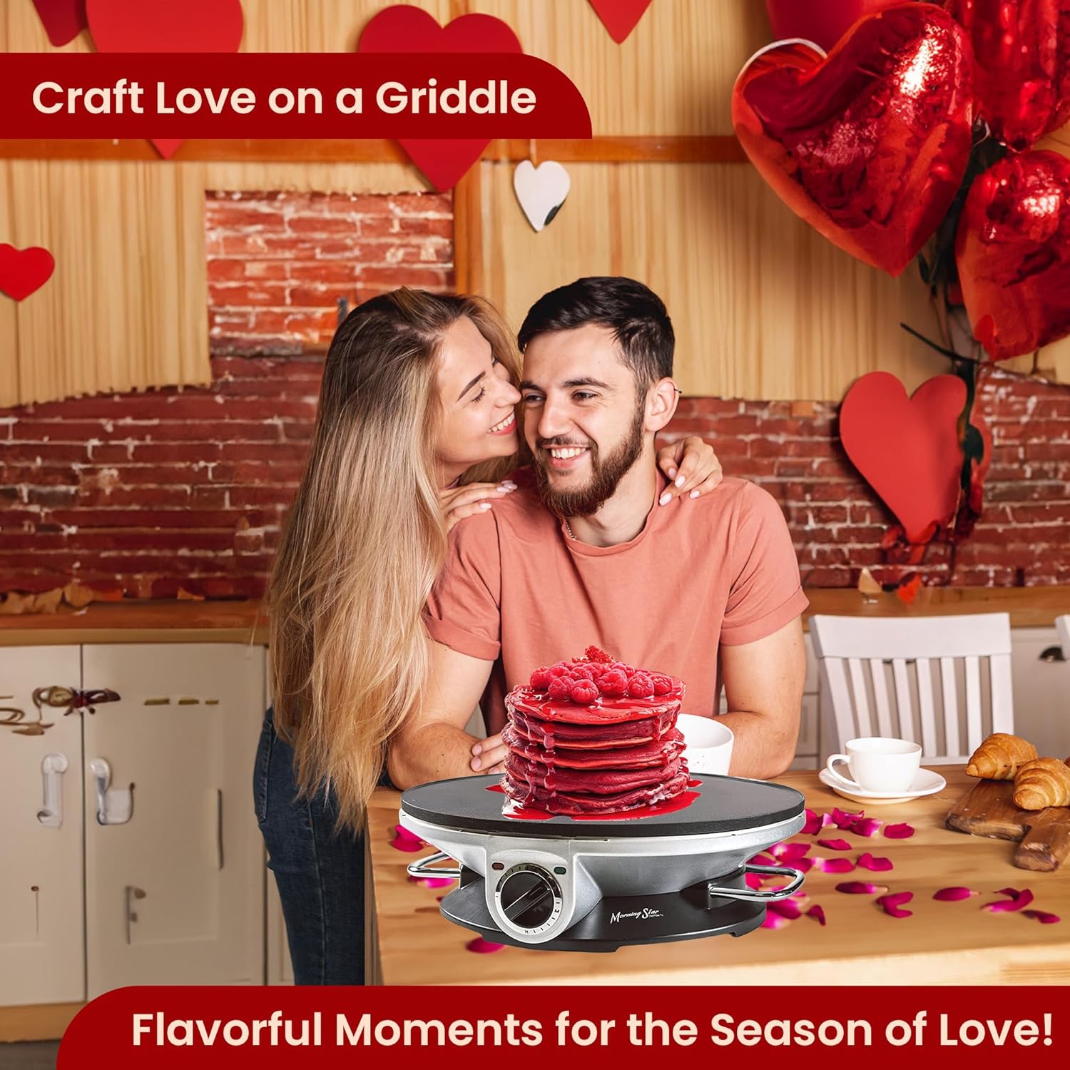 Electric Crepe Maker - Easy Usage With Temperature Knob, Portable, Non Stick - Perfect For Gifting, Pancake, Quesadilla, Roti, Omelette With Batter Spreader