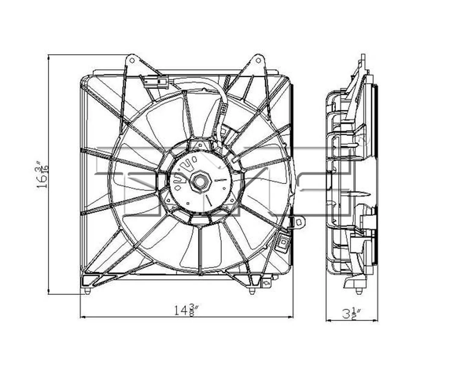 TYC 611310 A/C Condenser Fan Assembly Fits 2012 Honda Insight