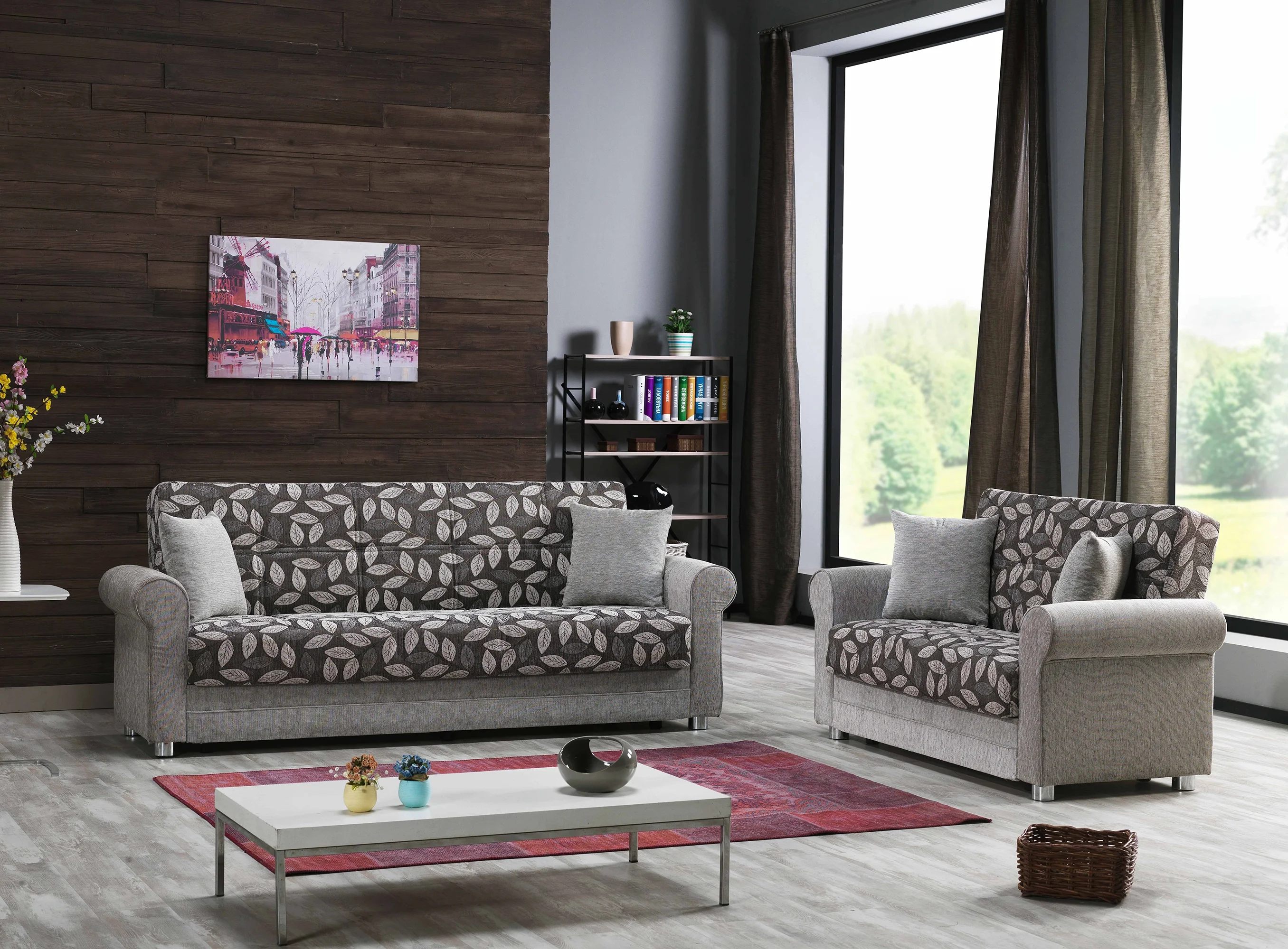 Ottomanson Paulo Sleeper Loveseat, Beige Chenille