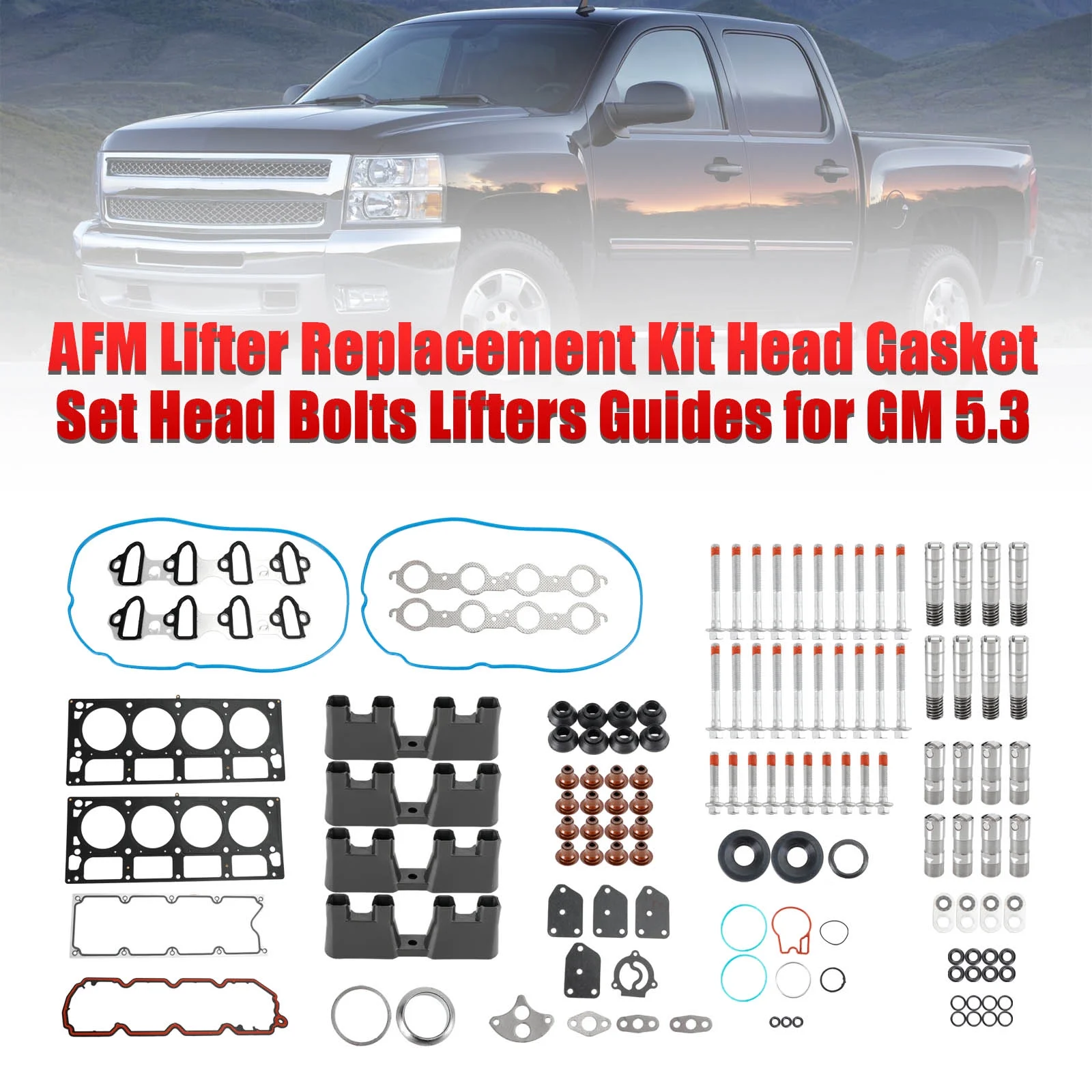 07-14 For Chevy Tahoe 5.3L 5328CC AFM Lifter Replacement Kit Head Gasket Set Head Bolts Lifters Guides Fedex Express Generic