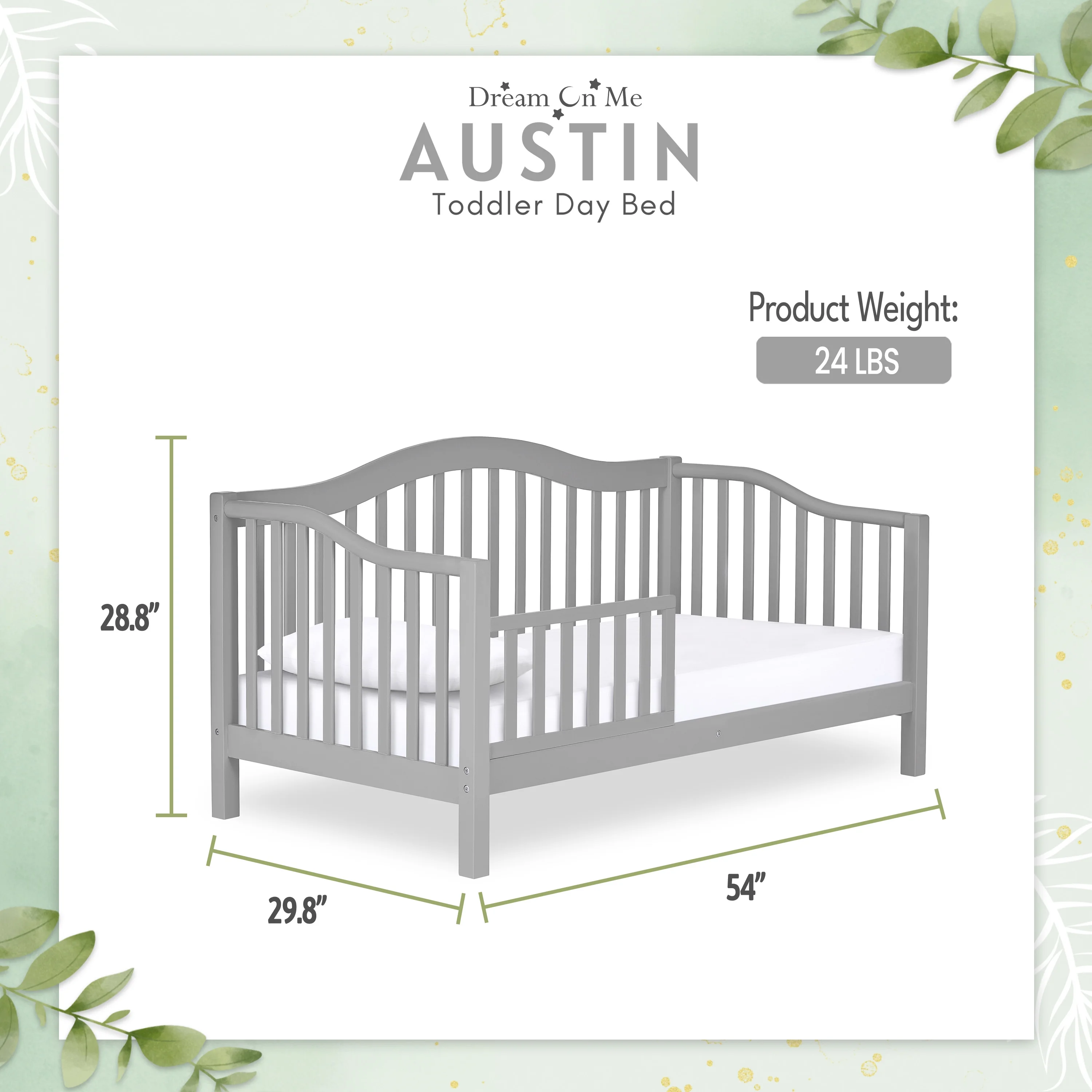 Dream On Me Austin Toddler Day Bed, Pebble Grey