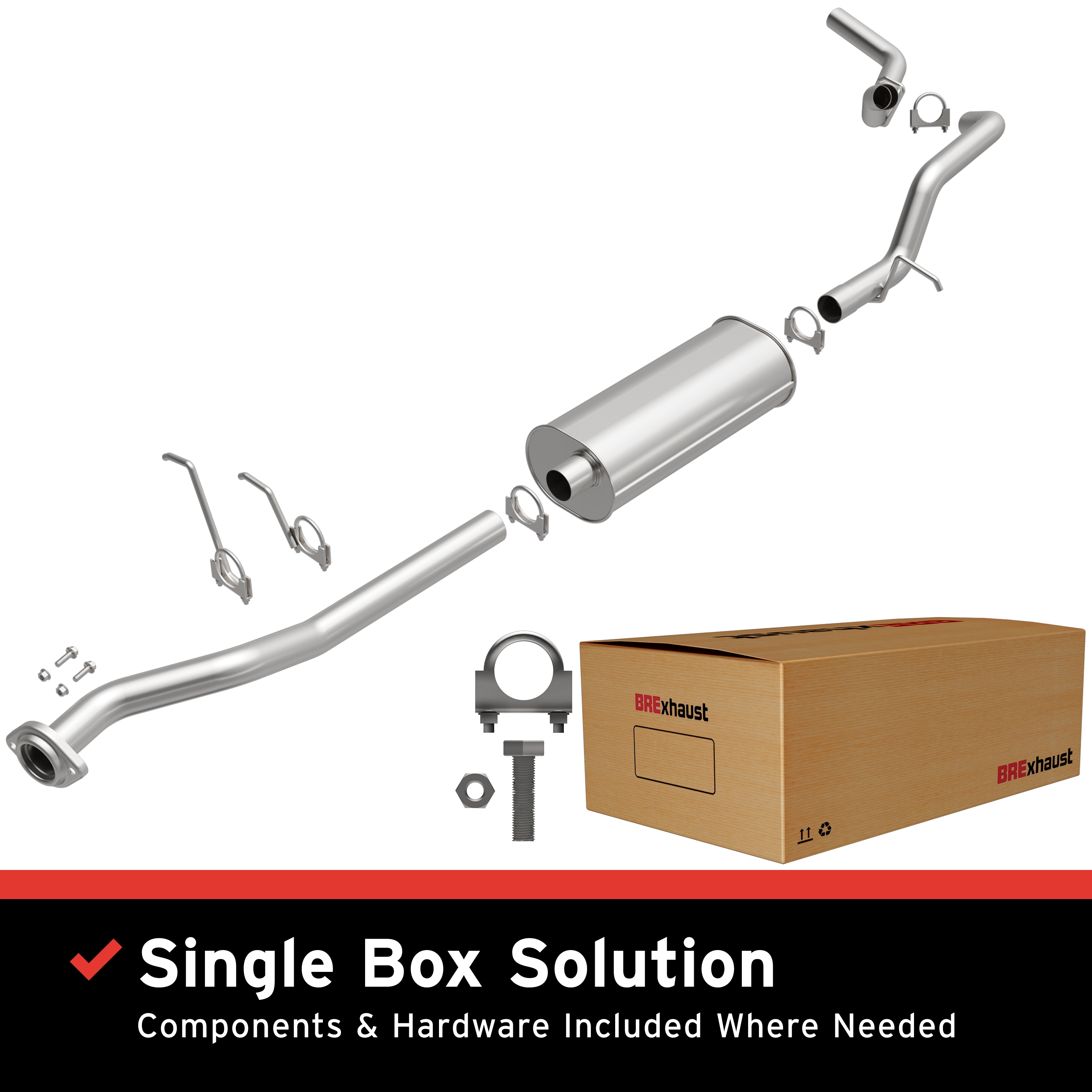 BRExhaust Direct-Fit Replacement Exhaust System 106-0714: For 1999-2007 Chevrolet Silverado 1500, For 1999-2007 GMC Sierra 1500, 119.0