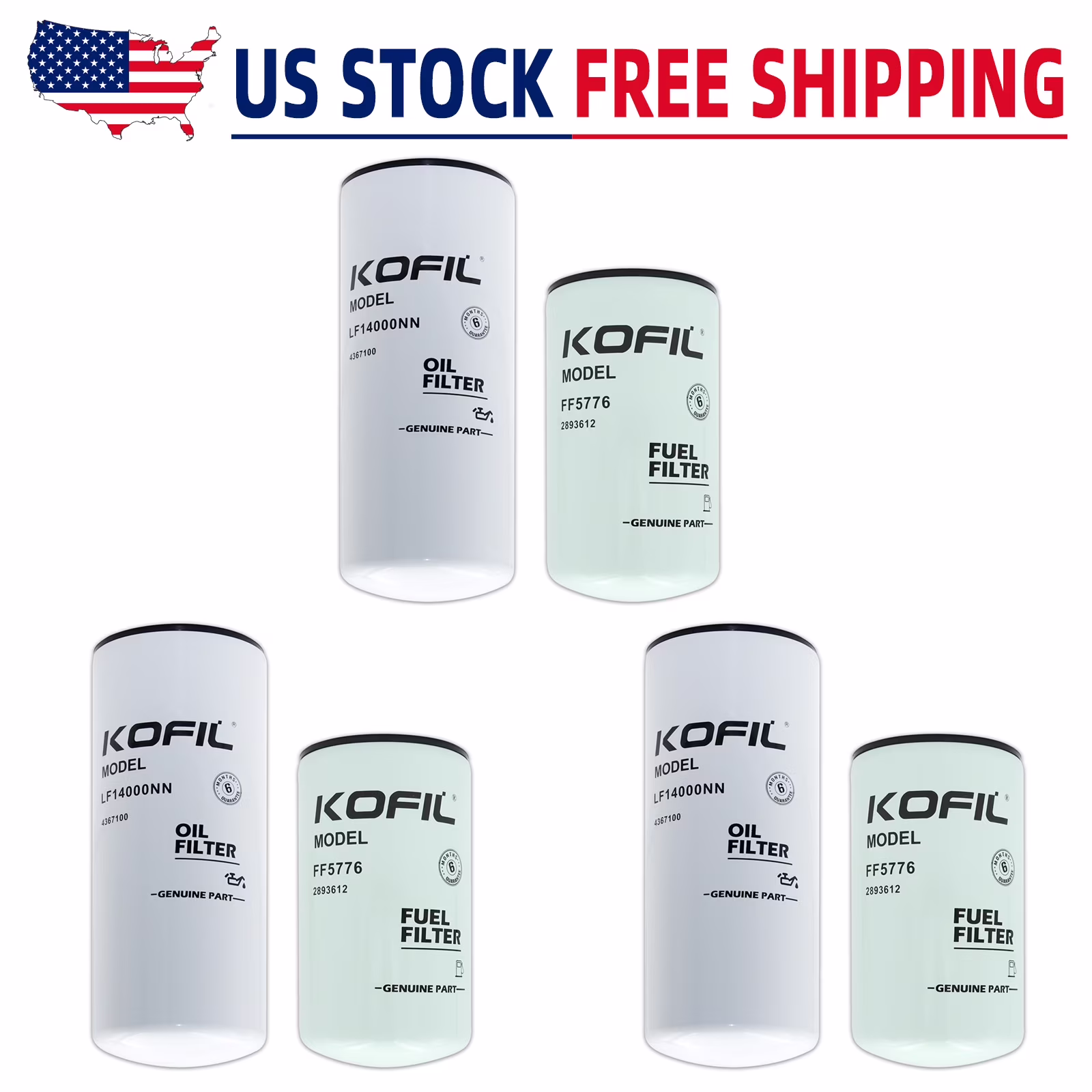 3PCS CUMMINS ISX15 OIL CHANGE KIT LF14000NN, FF5776