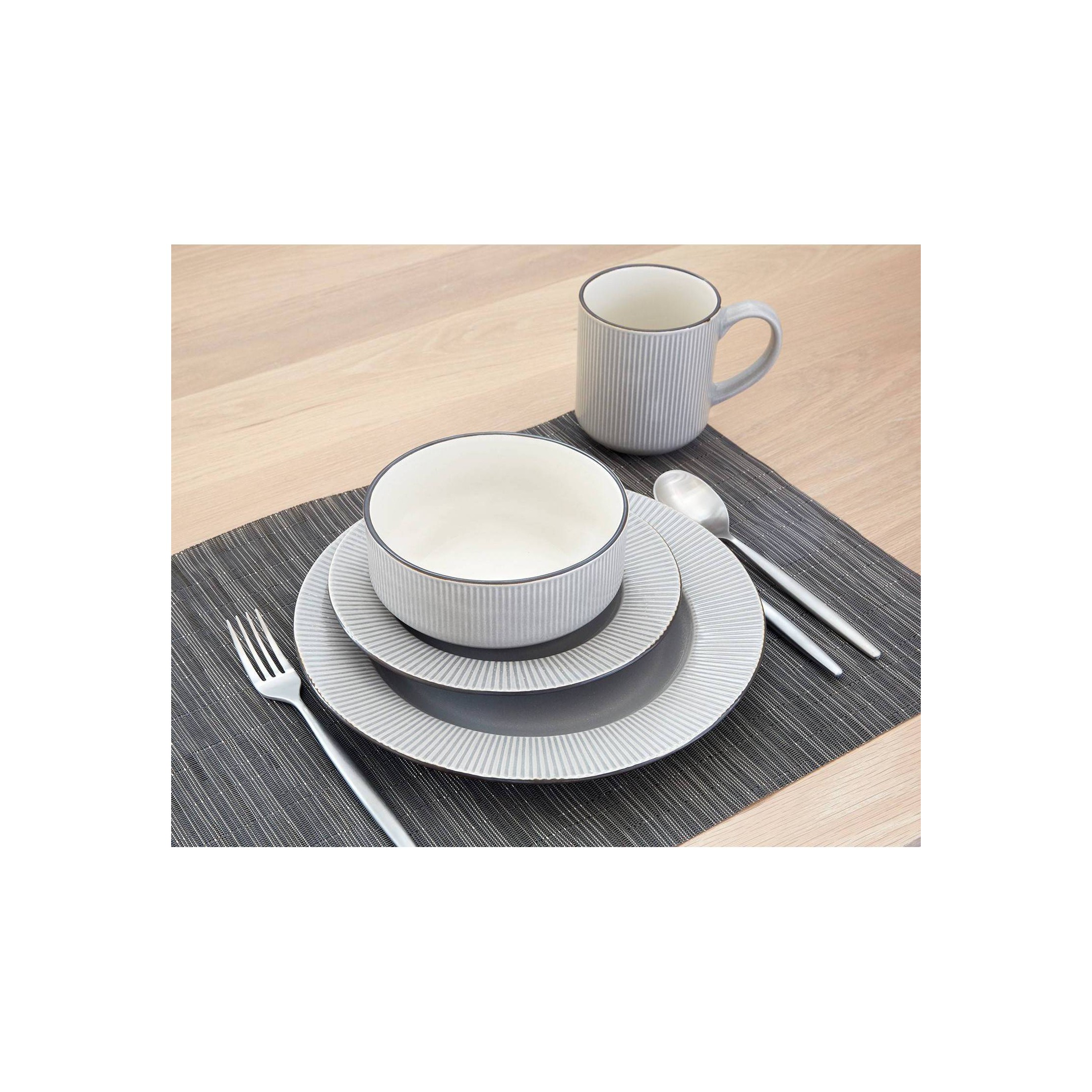 16pc Stoneware Kappa Dinnerware Set Gray