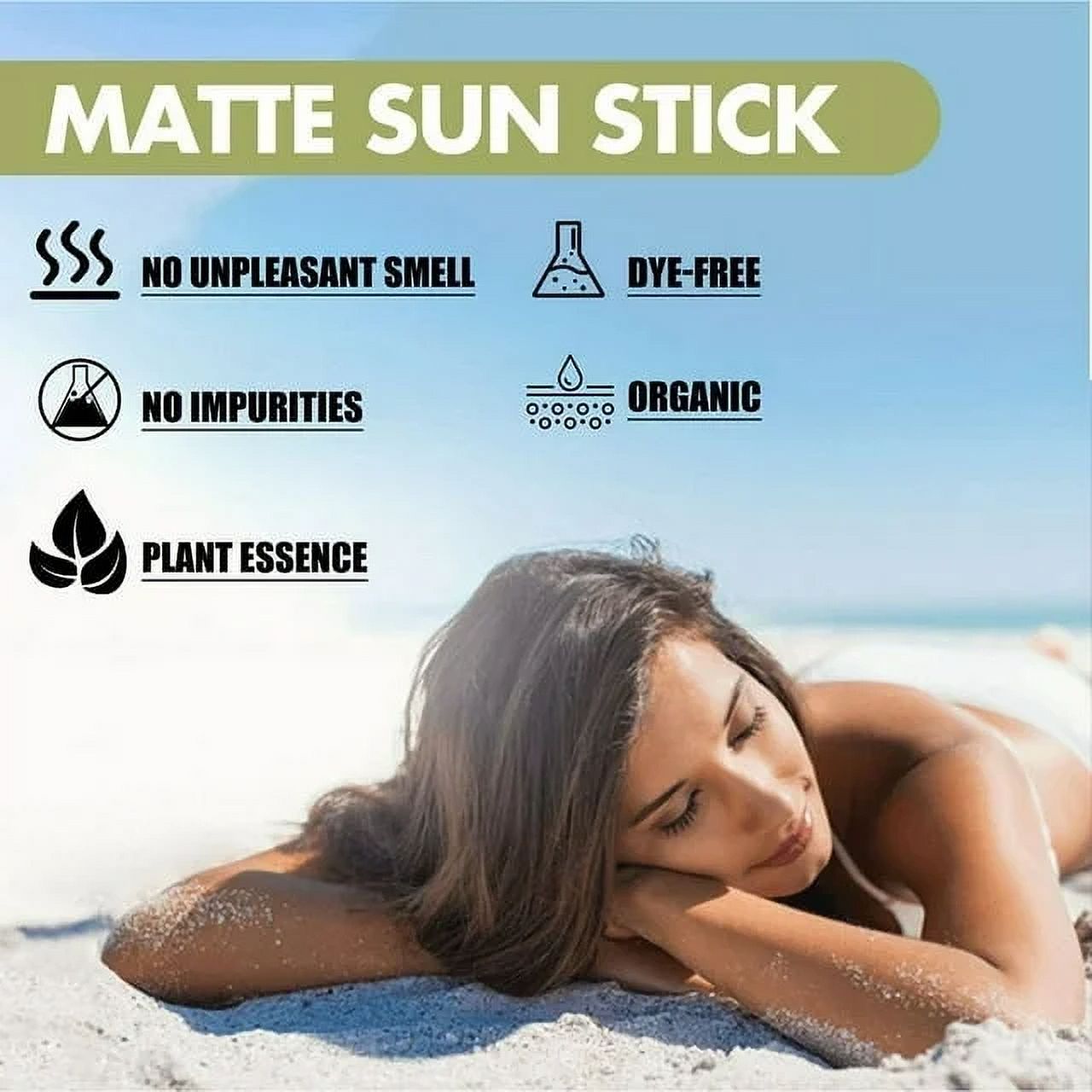 Matte sun stick, Mugwort+Camelia, Relief Sun 0rganic Sunscreen SPF50, Sun Cream, Glow Deep Serum, Nourishing And Protecting The Skin 4PCS