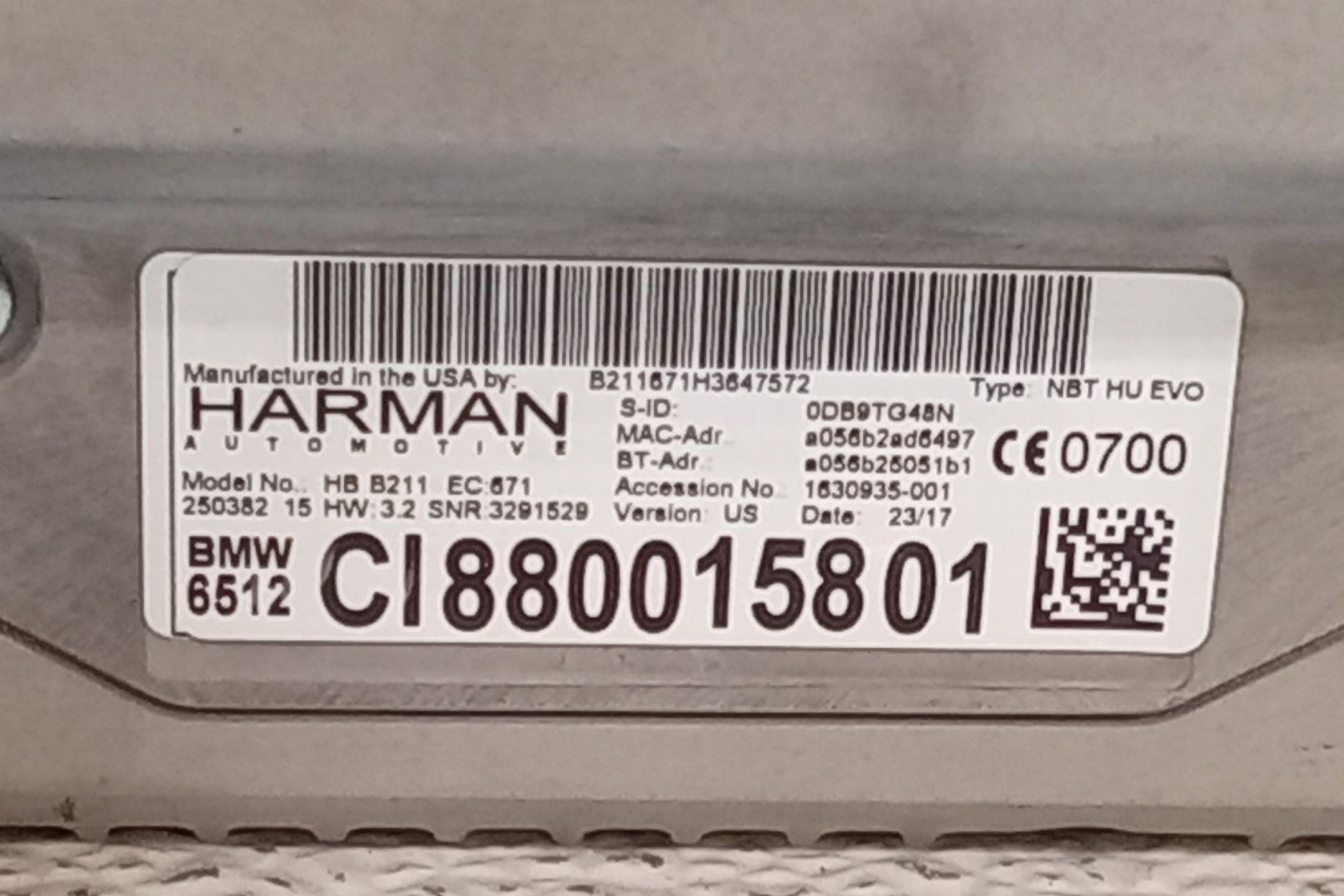 Pre-Owned 2018 BMW 330i Navigation Radio Receiver 2 DIN w/ CD Player 6512CI880015801 OEM (Good)