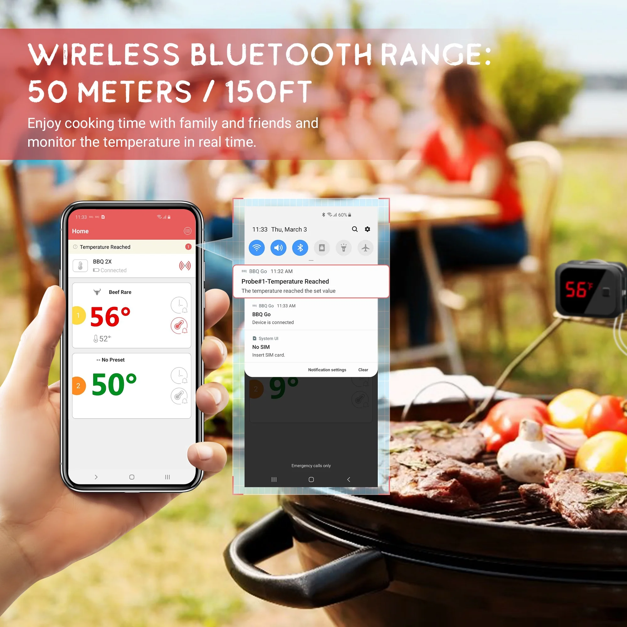 Inkbird IBT-2X Digital BBQ Grill Bluetooth Oven Smoker Thermometer ,Dual Probes