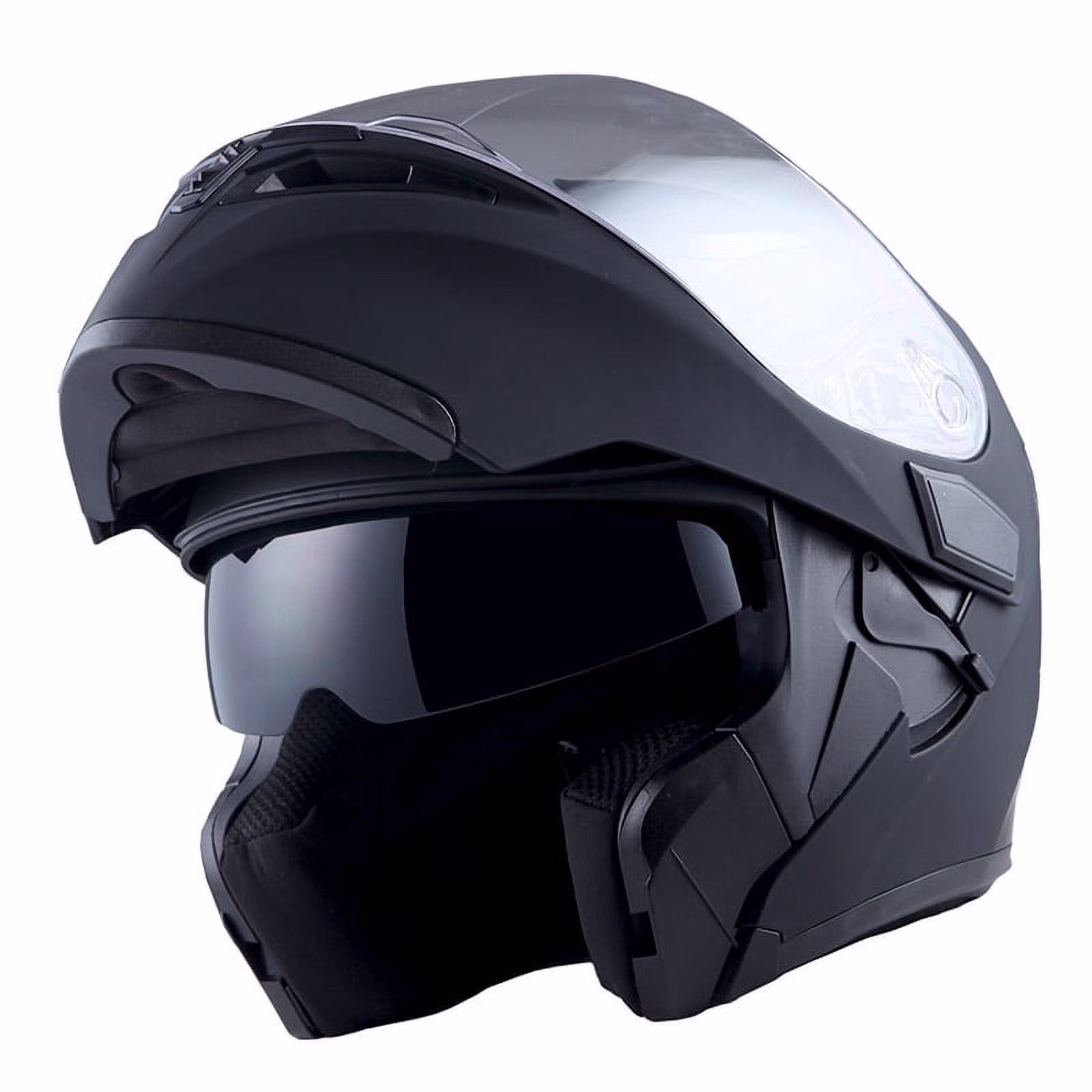 1Strom Motorcycle Street Bike Modular Flip up Dual Visor Full Face Helmet HB89 Matt Black
