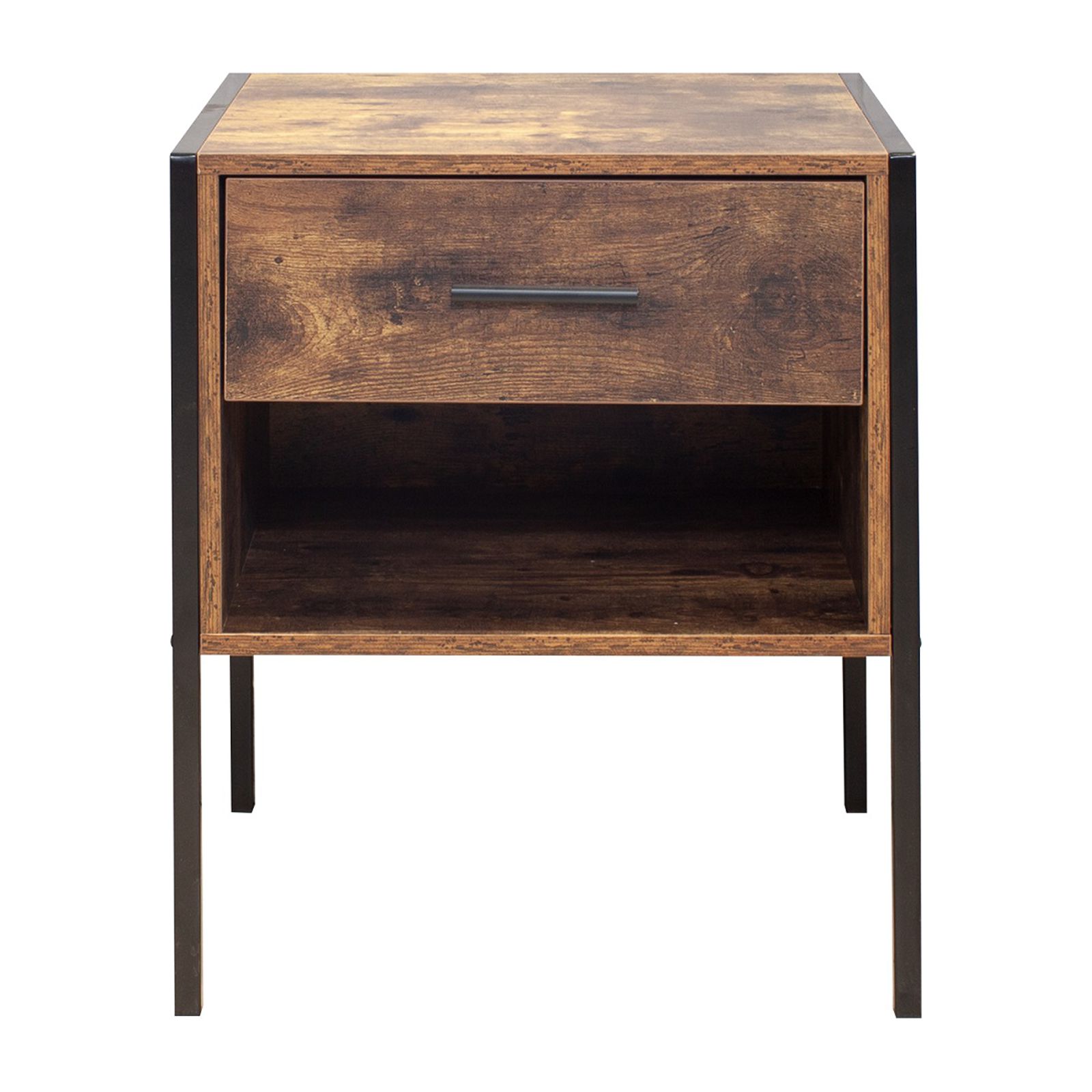 Algherohein Farmhouse Wood Grain Nightstand Table Set of 2,1 Drawer,1 Shelf,Home Side Tables,Natural