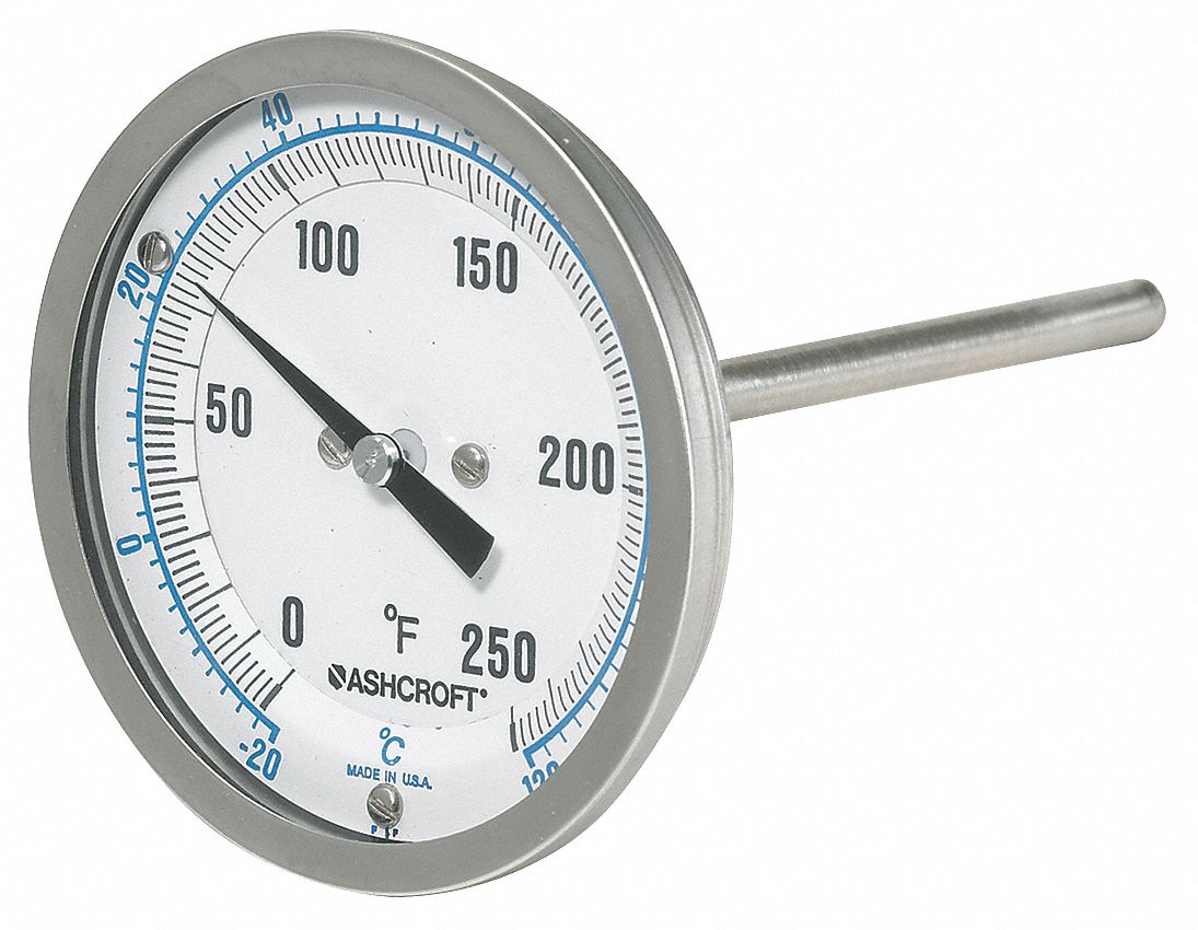 Ashcroft Dial Thermometer,Bi-Metallic,6 in Stem  30EI60R