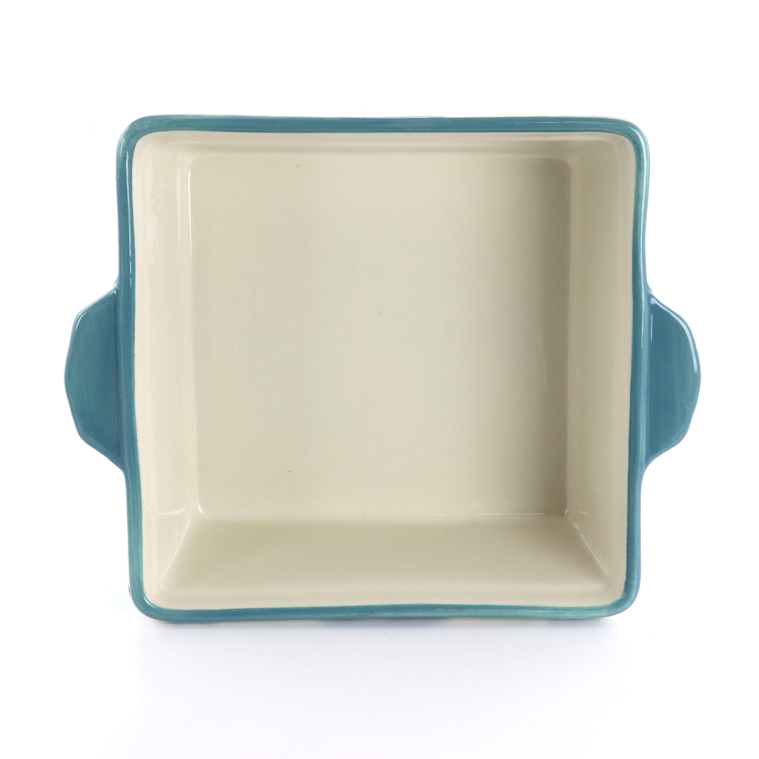 Spice By Tia Mowry 2 Quart Square Stoneware Bakeware in Blue and White