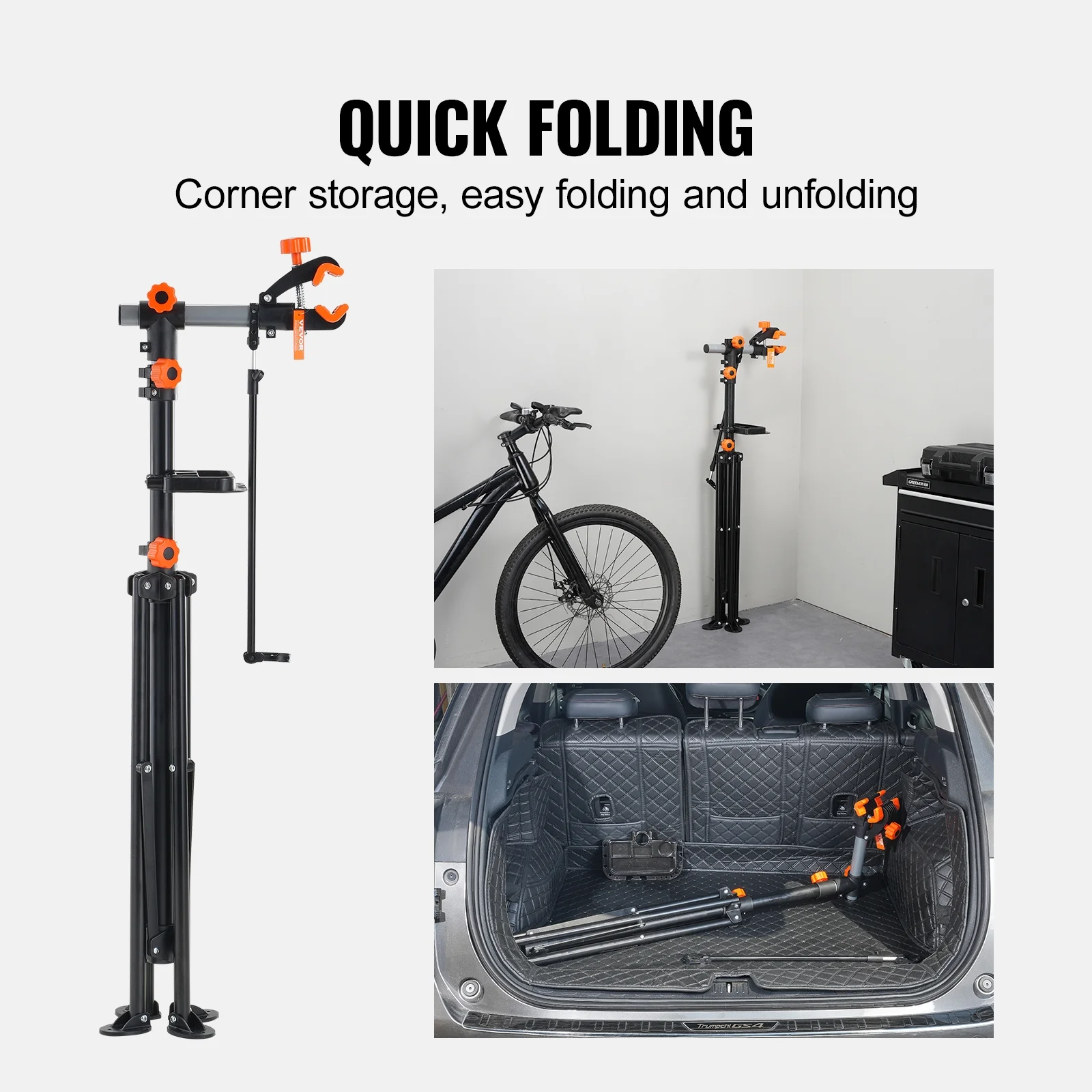 SKYSHALO Bike Repair Stand 80LBS Adjustable Maintenance Folding Bike Rack Tool Tray