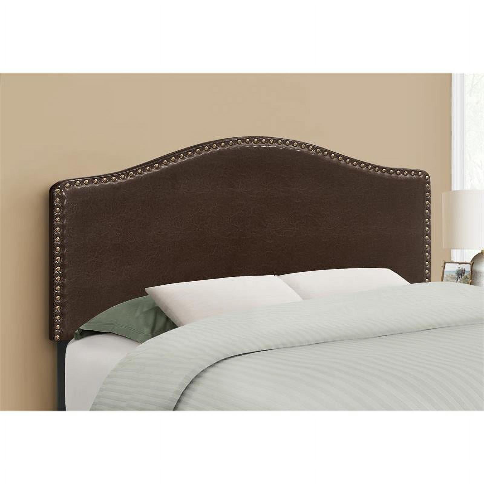 Bowery Hill Bed Headboard Full Size Bedroom Upholstered Pu Leather Look Brown