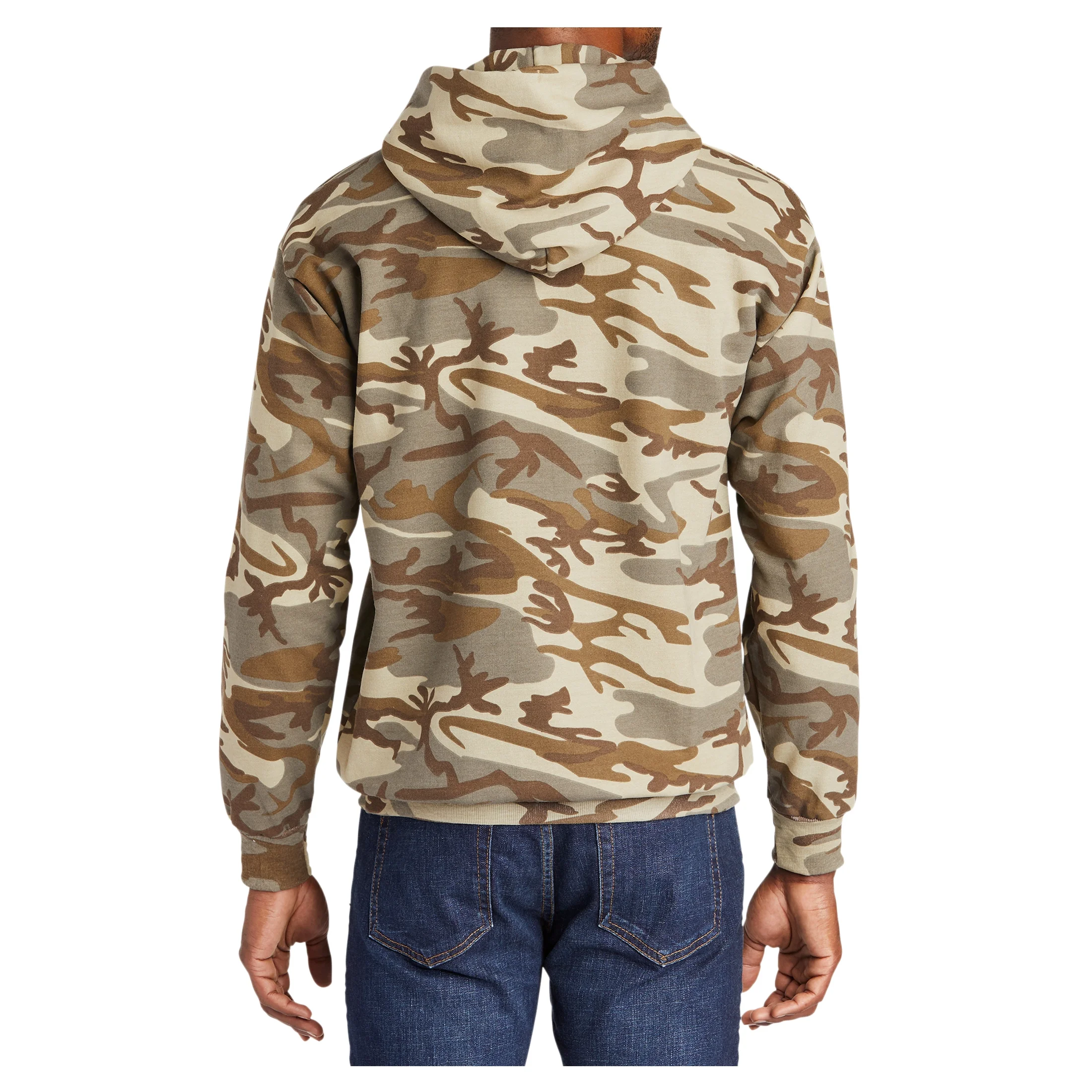 Yellow Rooster Mens Core Fleece Camo Pullover Hooded Sweatshirt Desert Camo S