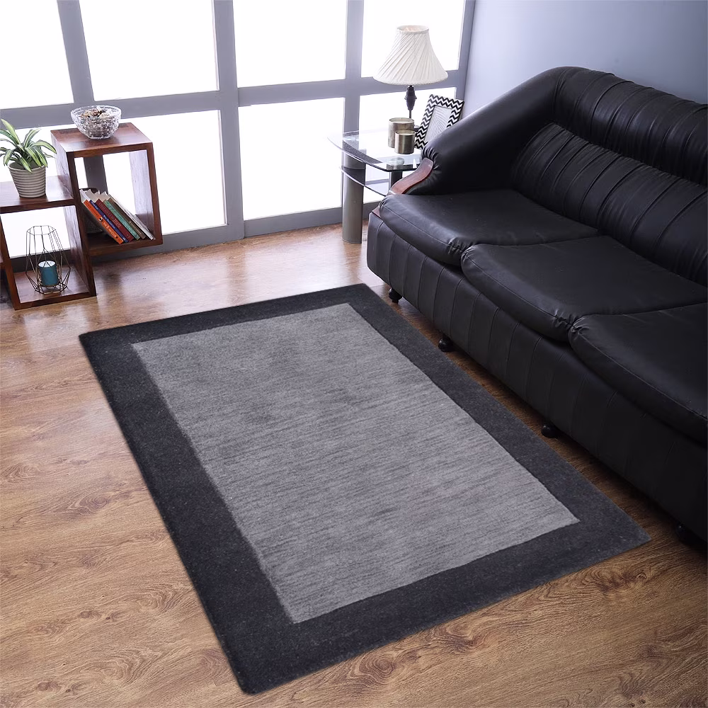 Rugsotic Carpets Hand Tufted Wool 9'x12' Area Rug Contemporary Charcoal Black K00201