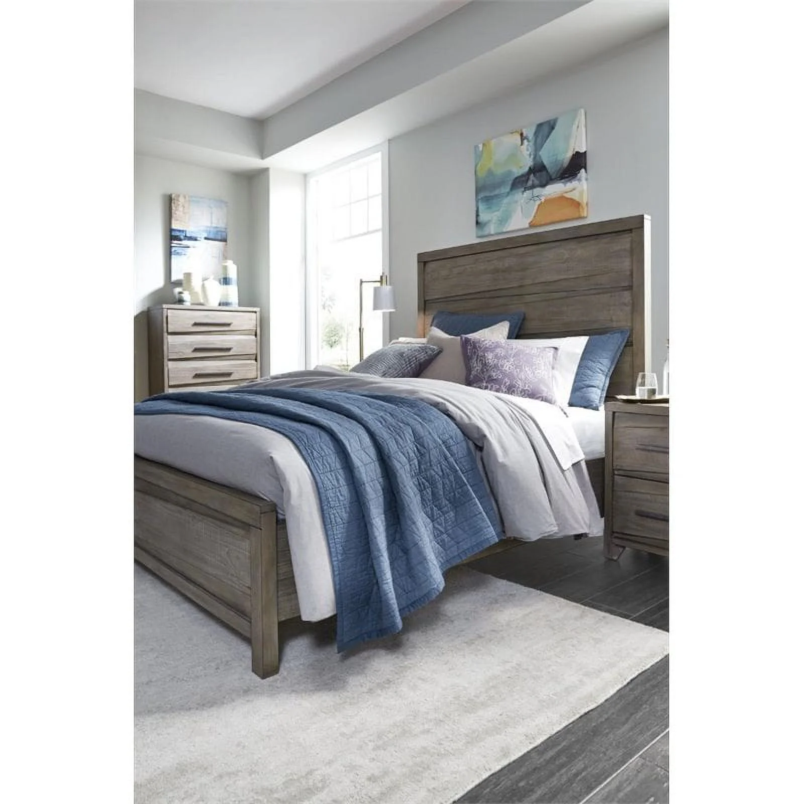 Bowery Hill Modern Mahogany Finish Full Solid Wood Panel Bed