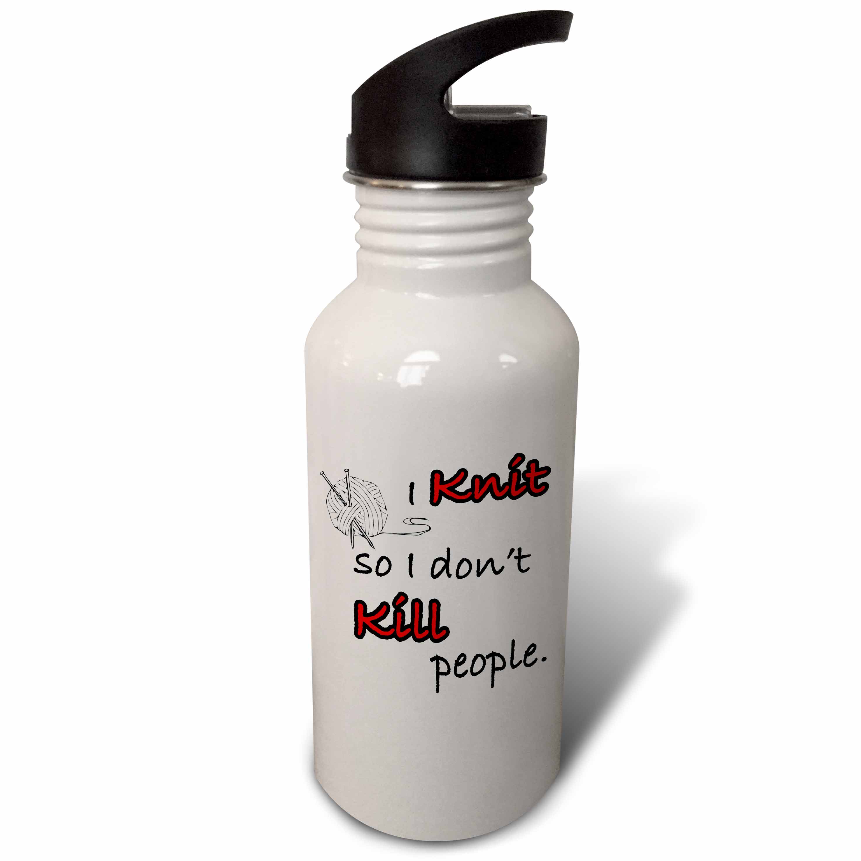 I knit so I don’t kill people 21 oz Sports Water Bottle wb-159602-1