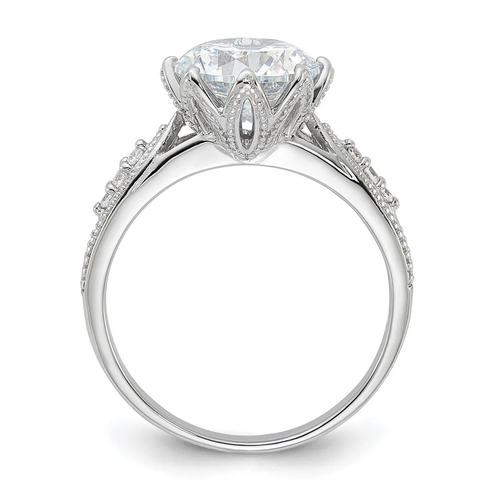 Sterling Silver Rhodium-plated 9mm CZ Ring QQR6949-7