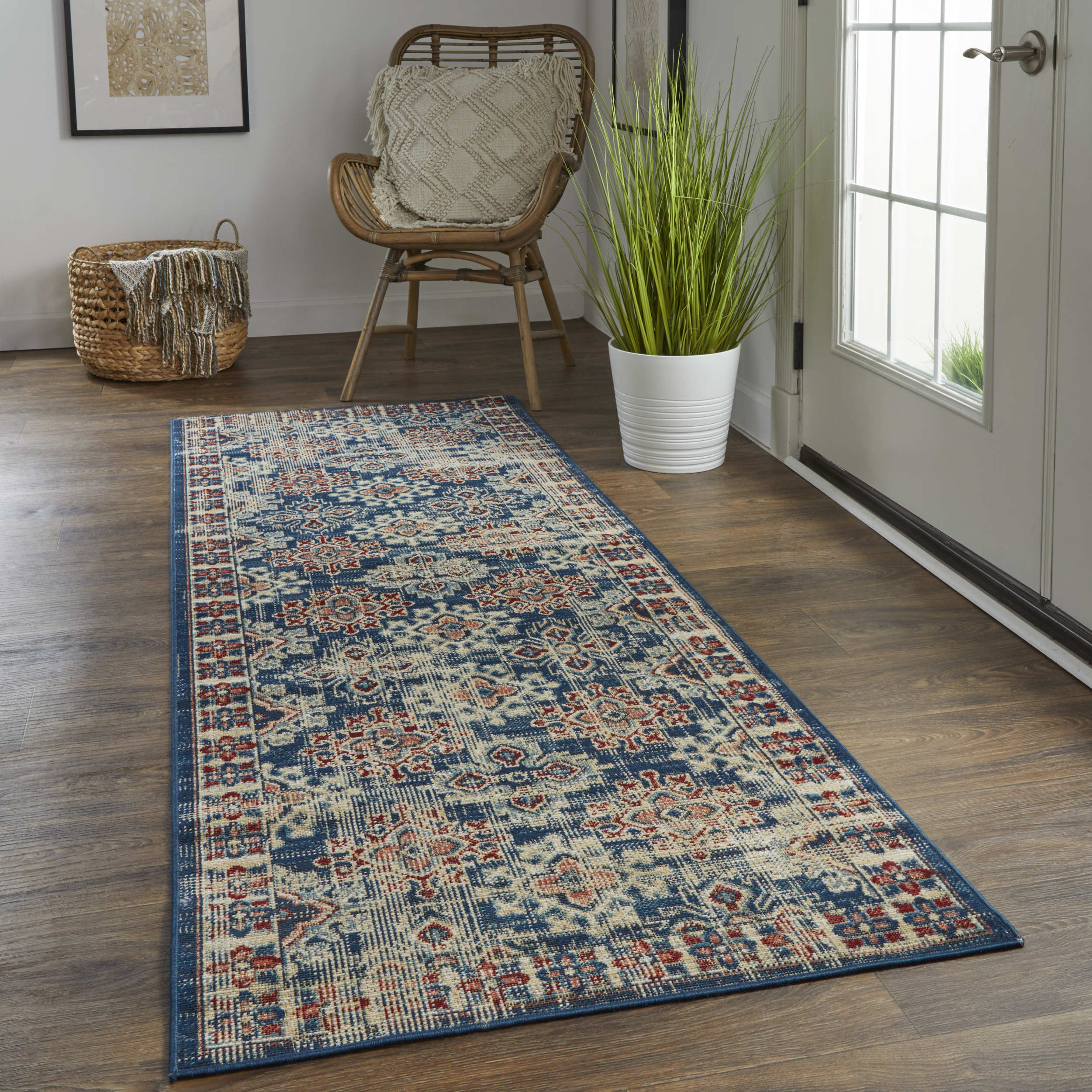 Nolan Transitional Oriental, Blue/Red/Ivory, 2'-10