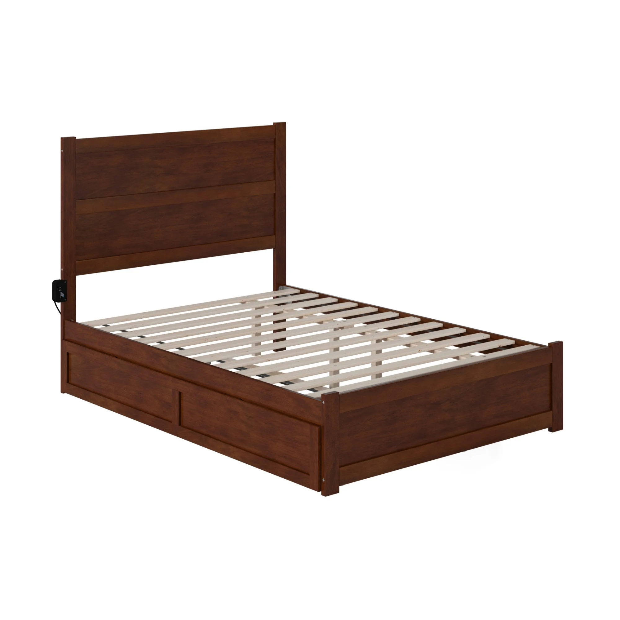 AFI NoHo Wood Full Bed with Footboard and Twin Trundle in Walnut