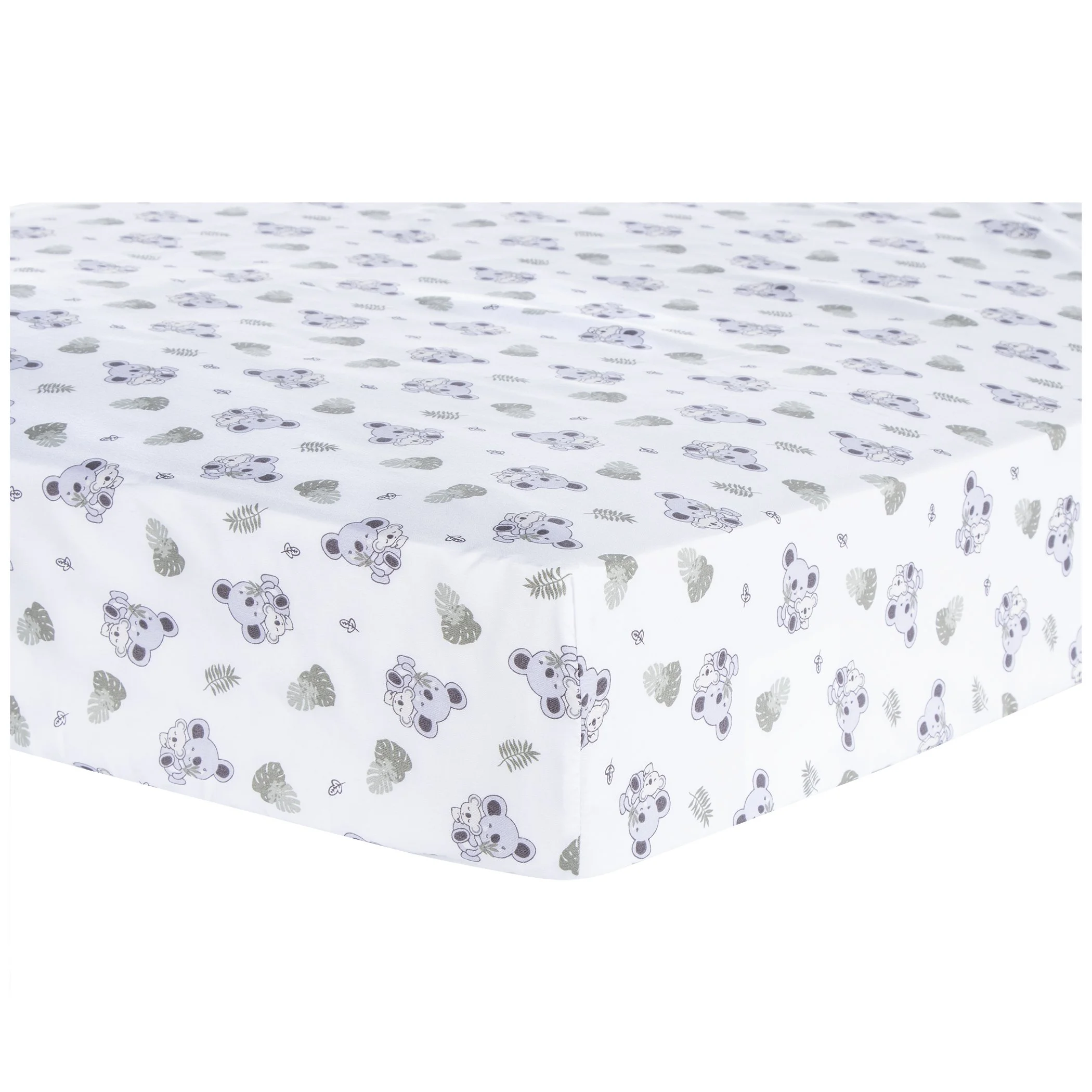 Sammy & Lou Koala Love 4 Piece Crib Bedding Set, Gray, White, Green, Brown, Infant, 200 Thread Count, Koala Character