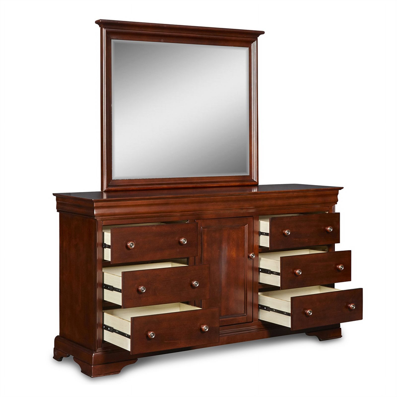 New Classic Versailles 4PC Wood Cal King Bedroom Set with Nightstand in Cherry