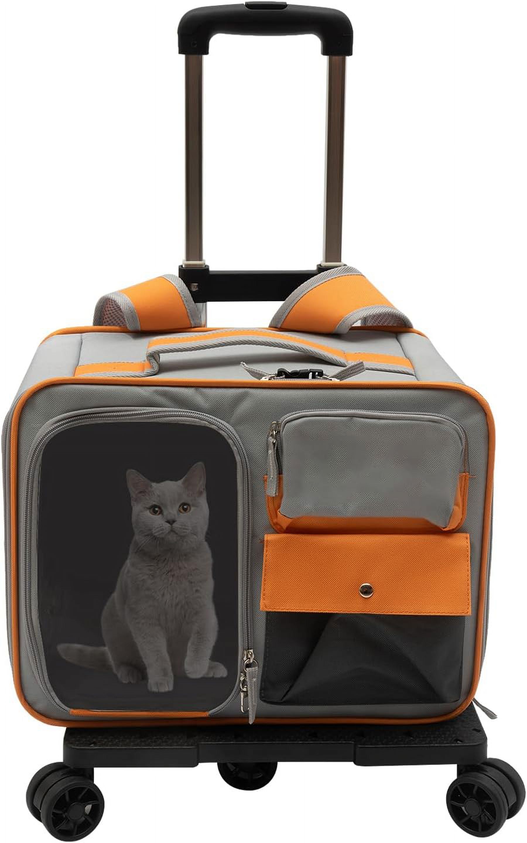 TFCFL Pet Carrier bag W/ Wheels & Telescopic Rod Fit for Small Pet Carrier Trolley Bag