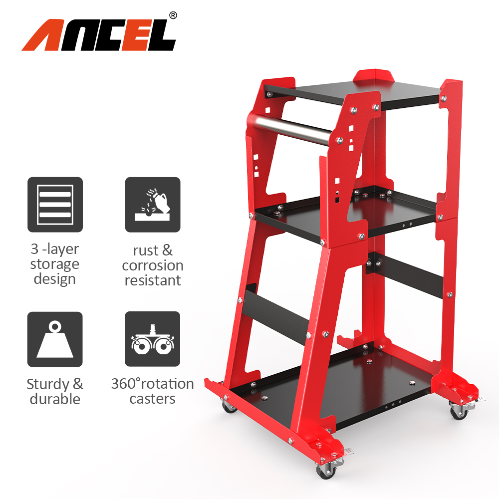Tool Rack Utility Cart with Wheels can be Towed Foldable Multi-purpose Universal Cart Repair Tools Repair Cart, Tool Trolley for Placing the Car Fuel Injector Cleaner Tester AJ400 AJ600