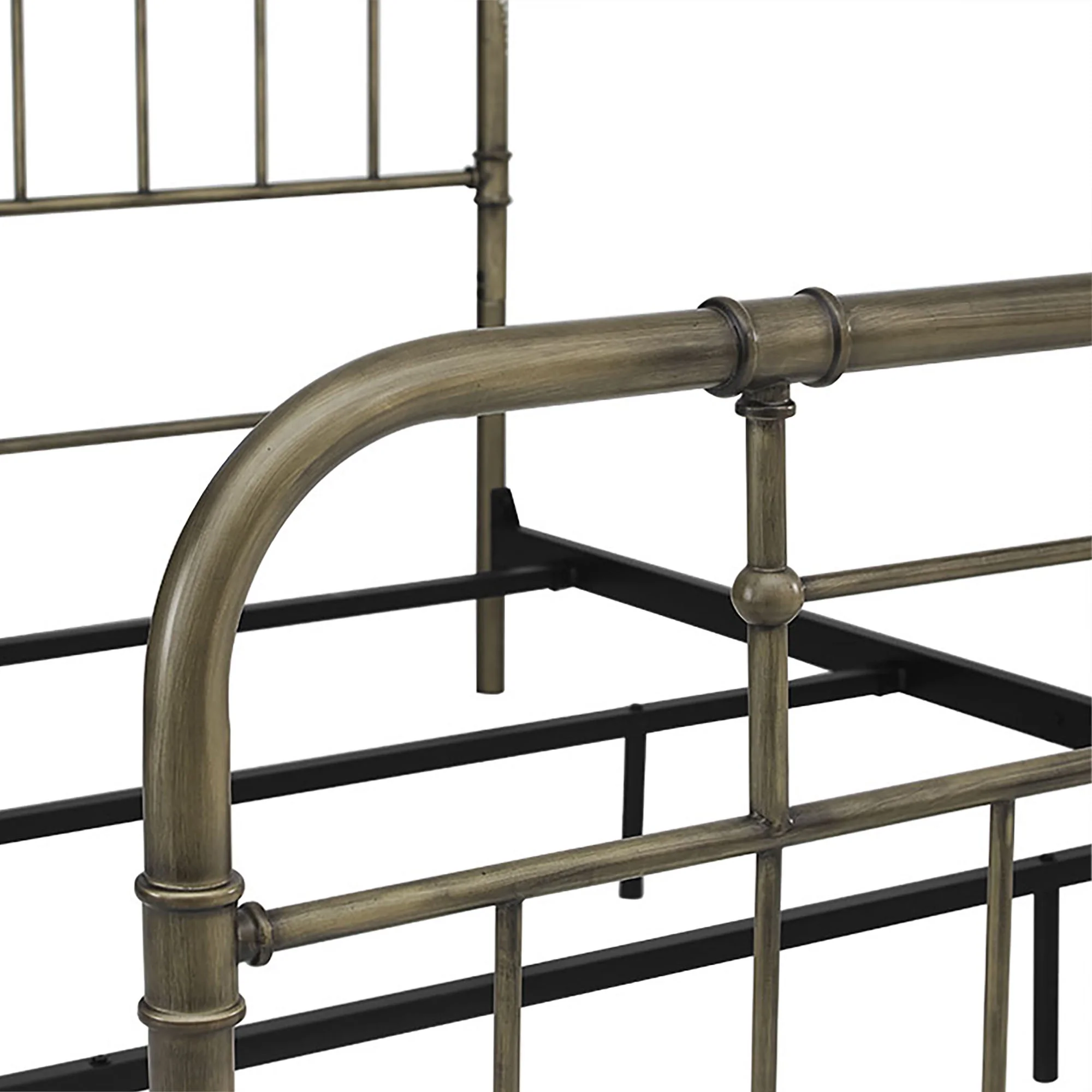 Walker Edison Scarlett Boho Farmhouse Antiqued Bronze Metal Pipe Queen Bed, Bronze