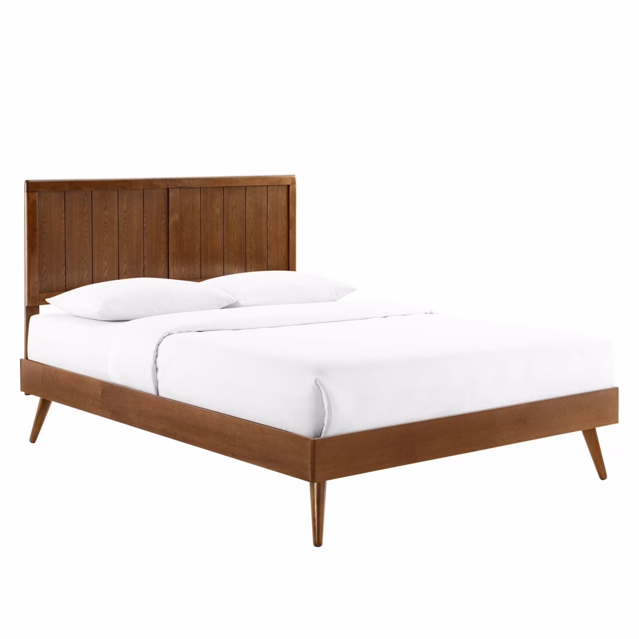Modway Alana Twin Wood Platform Bed With Splayed Legs in Walnut